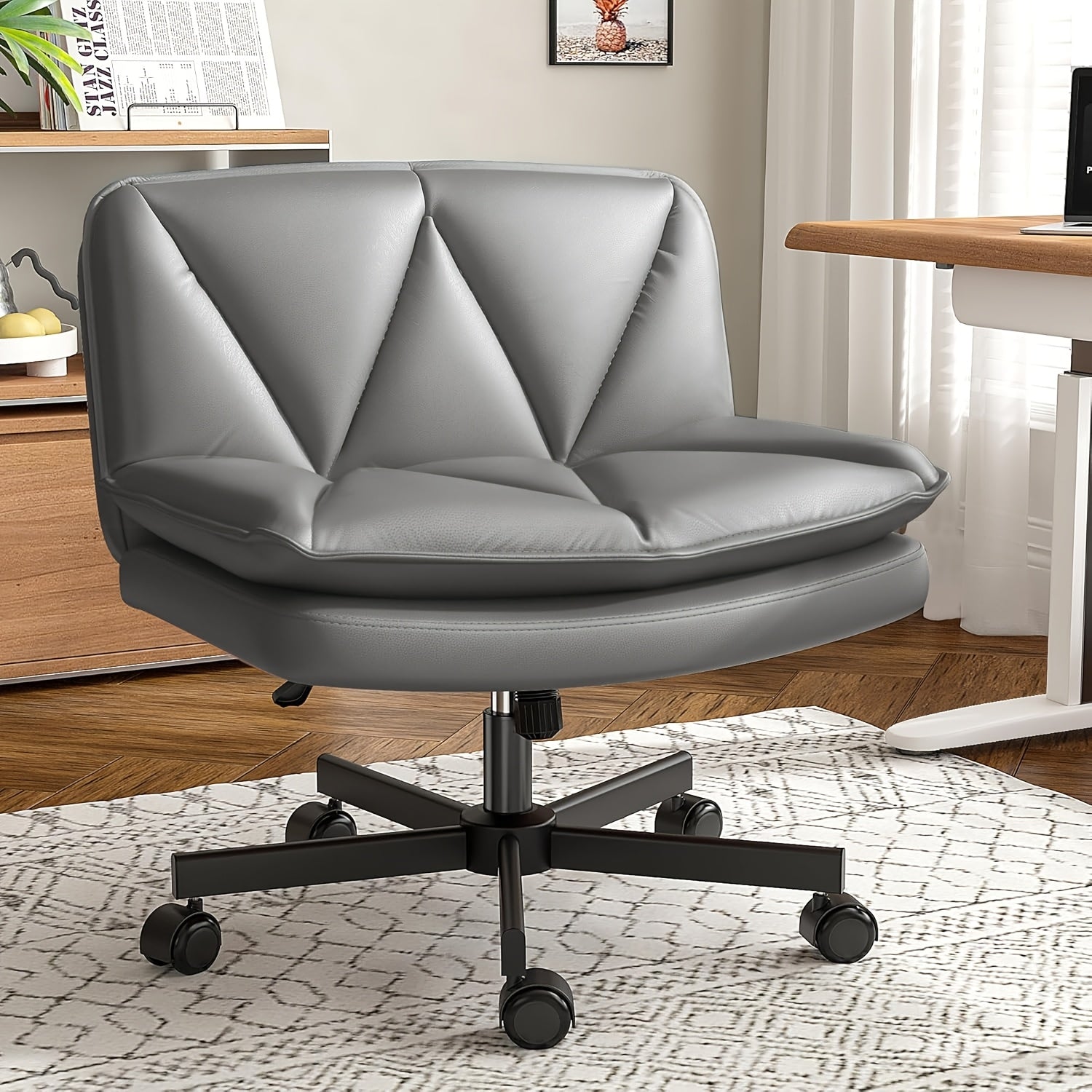 27 Inch Wide Criss Cross Swivel Office Chair with Back Support