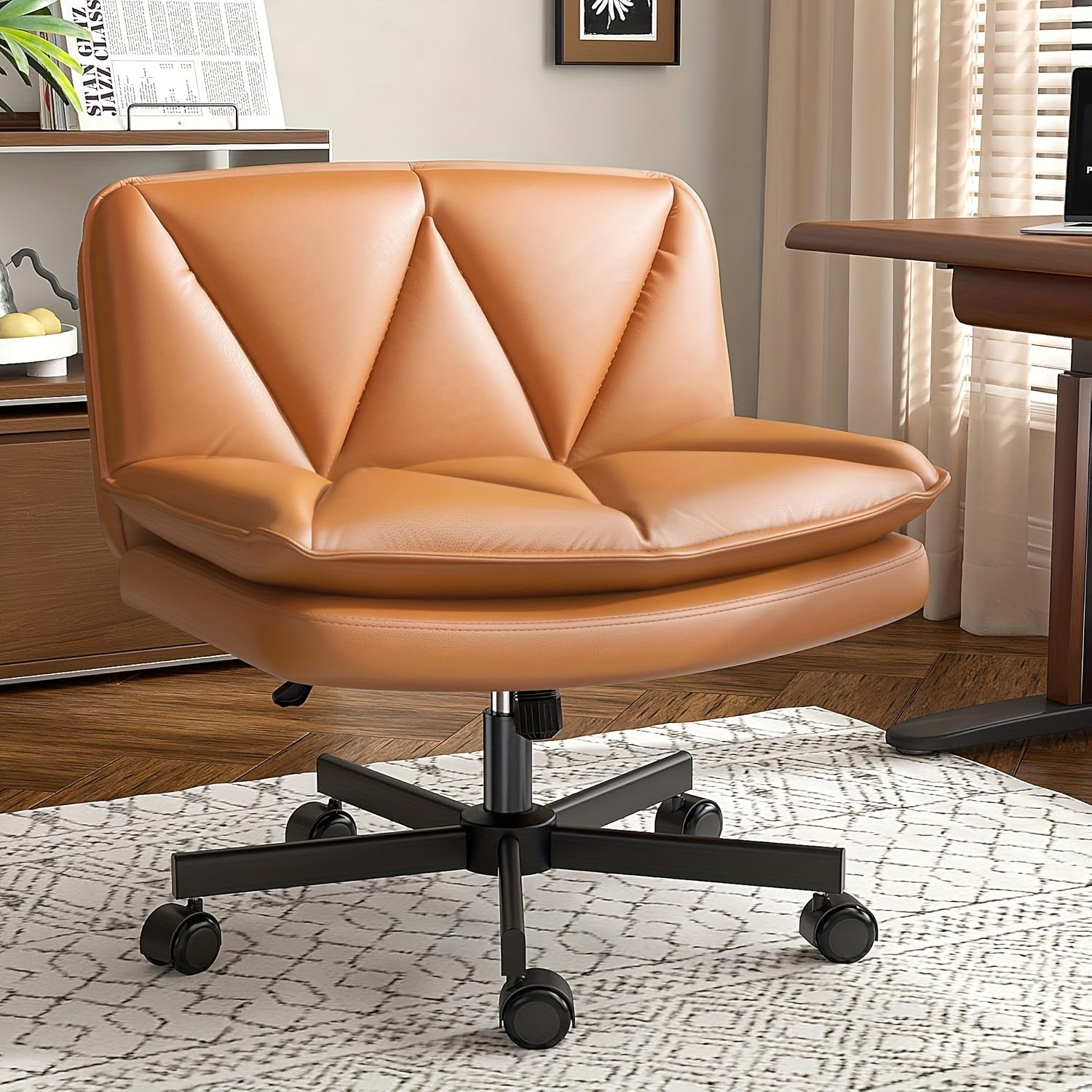 27 Inch Wide Criss Cross Swivel Office Chair with Back Support