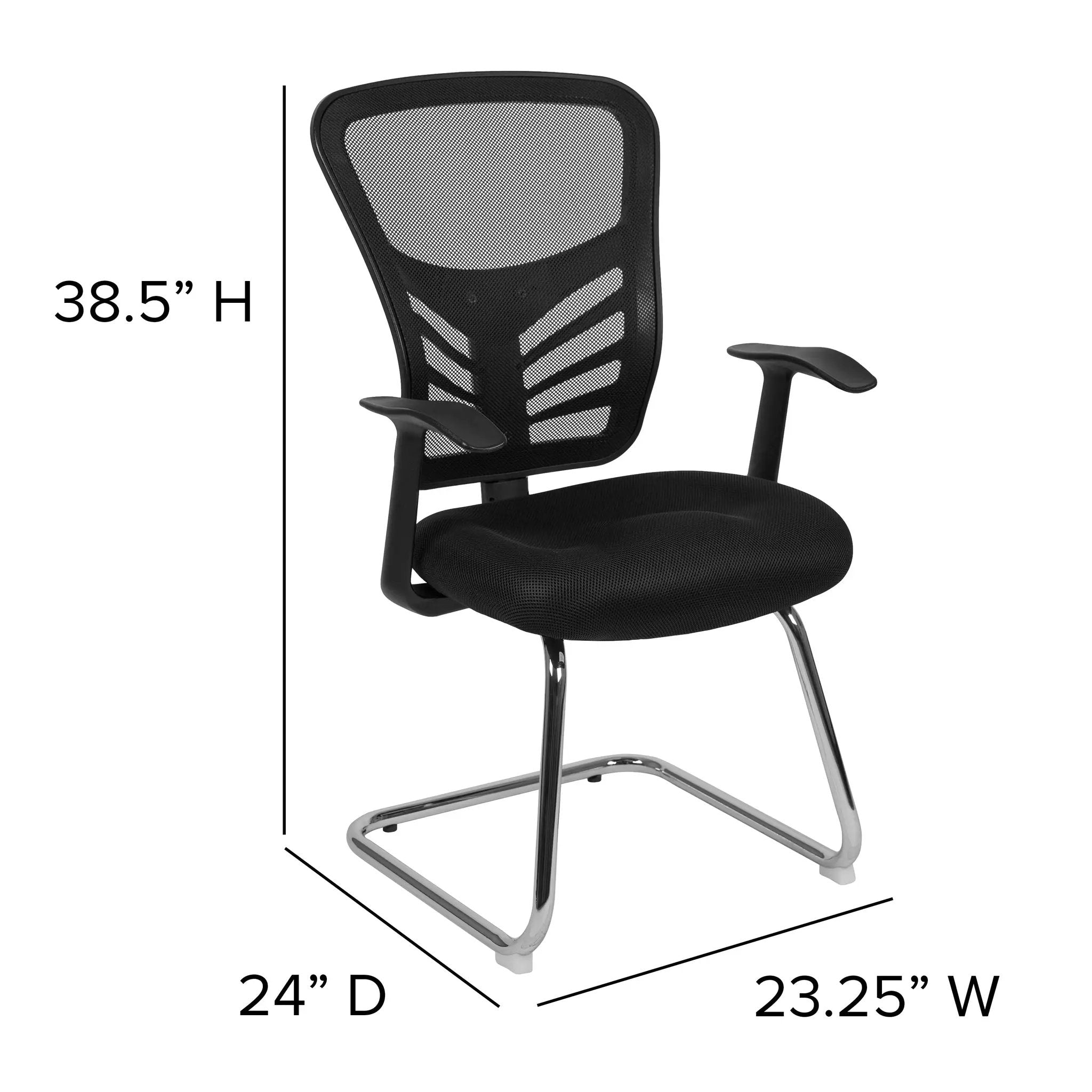 Mesh Side Reception Chair with Chrome Sled Base - Conference Room Chair