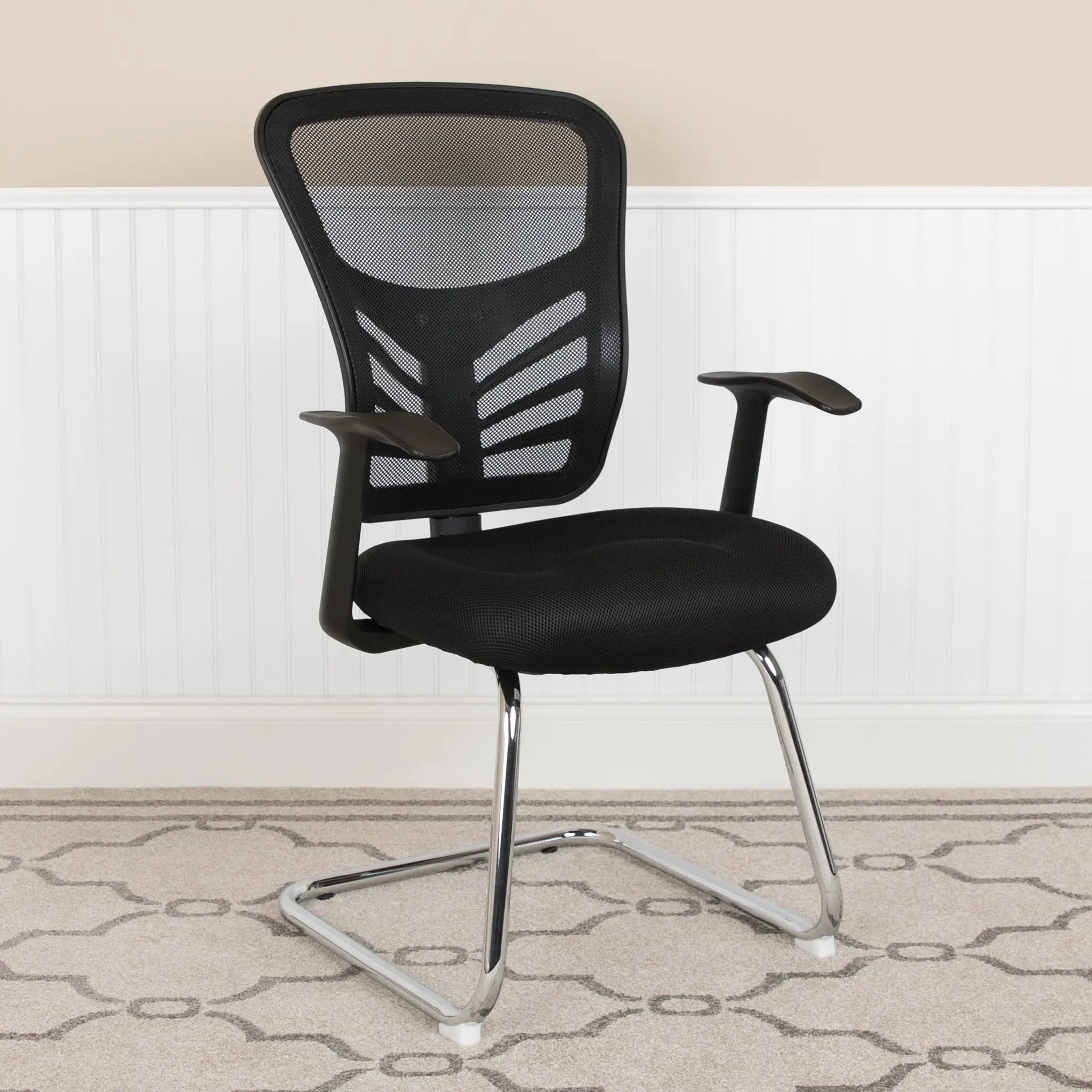 Mesh Side Reception Chair with Chrome Sled Base - Conference Room Chair