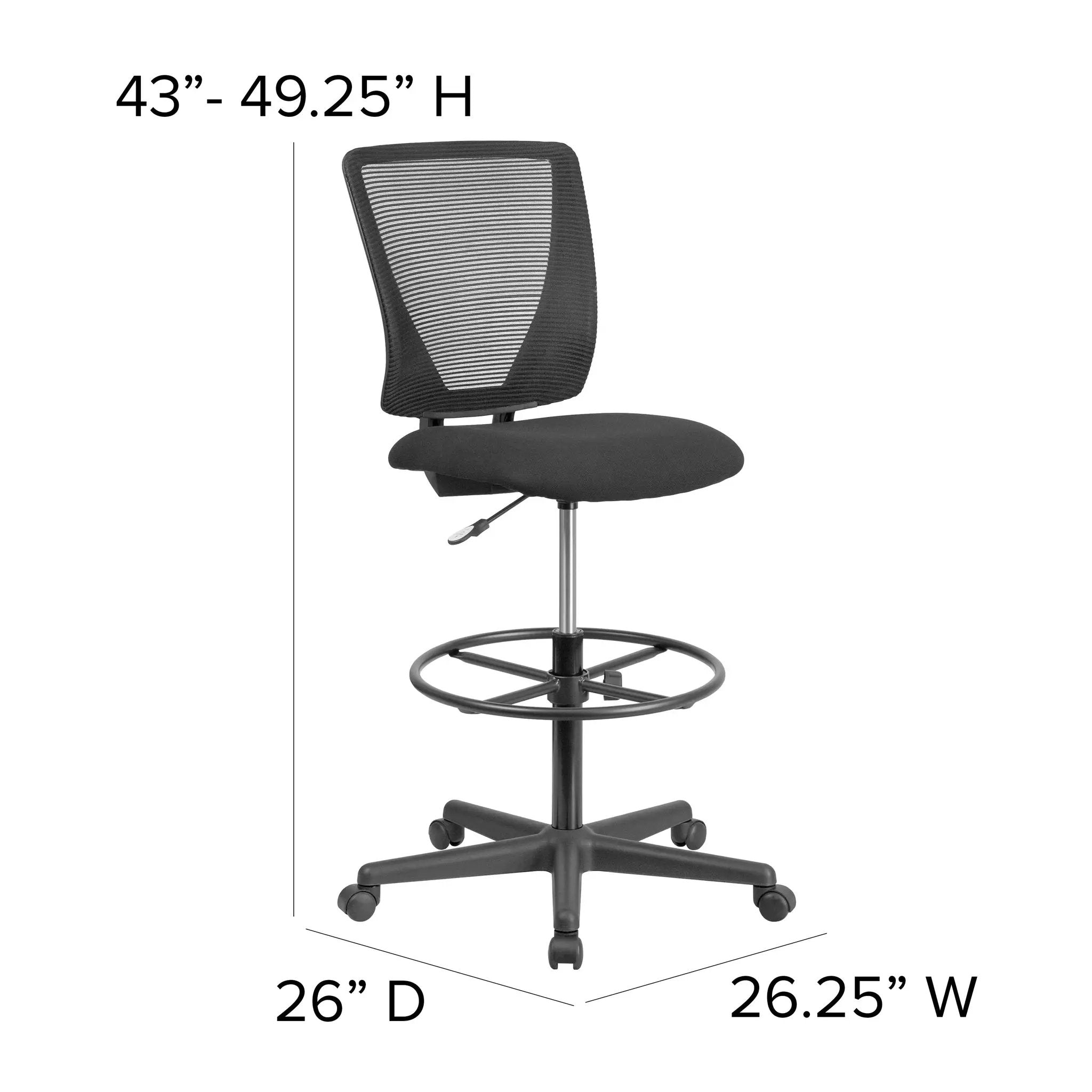 Drafting Chair with Fabric Seat and Adjustable Foot Ring