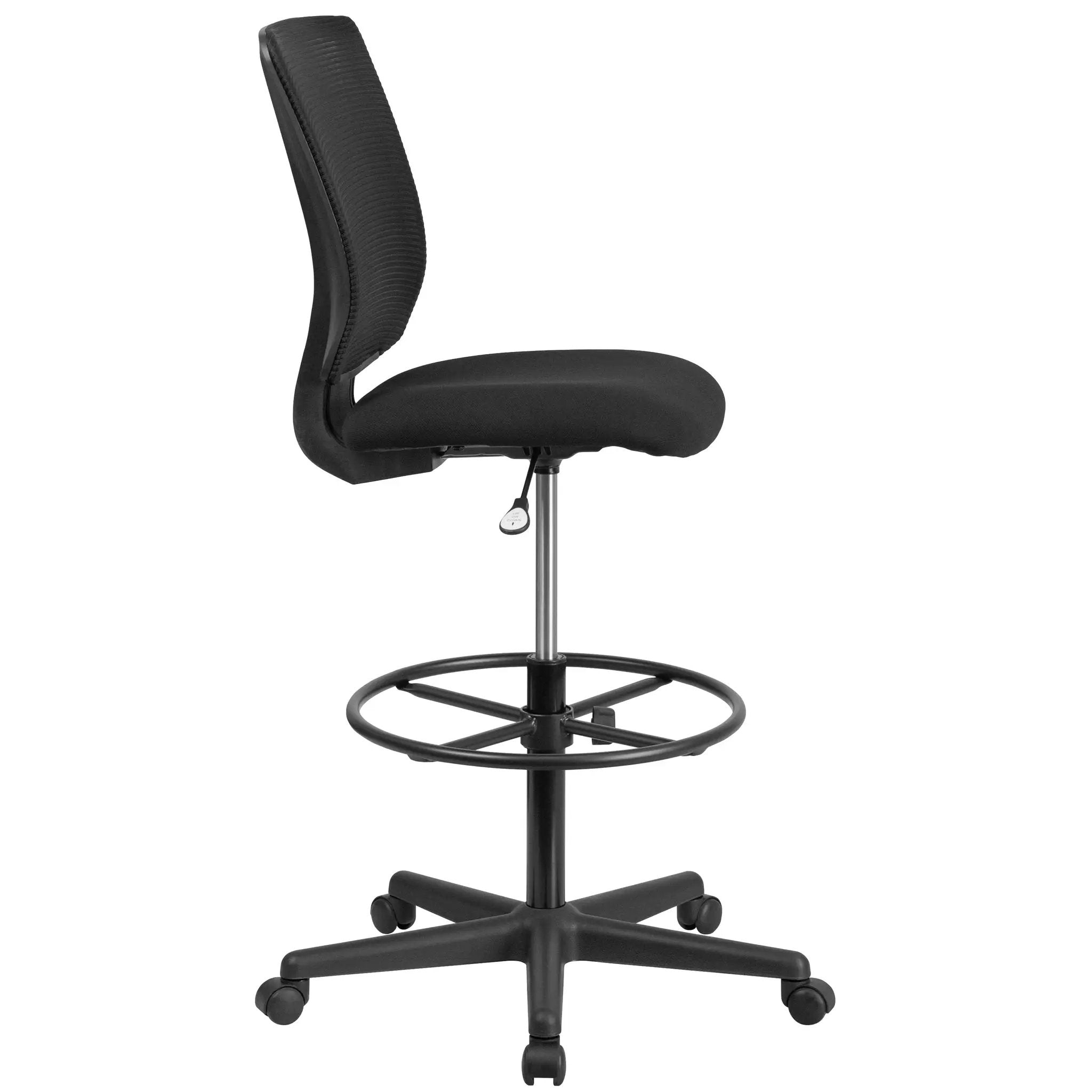 Drafting Chair with Fabric Seat and Adjustable Foot Ring