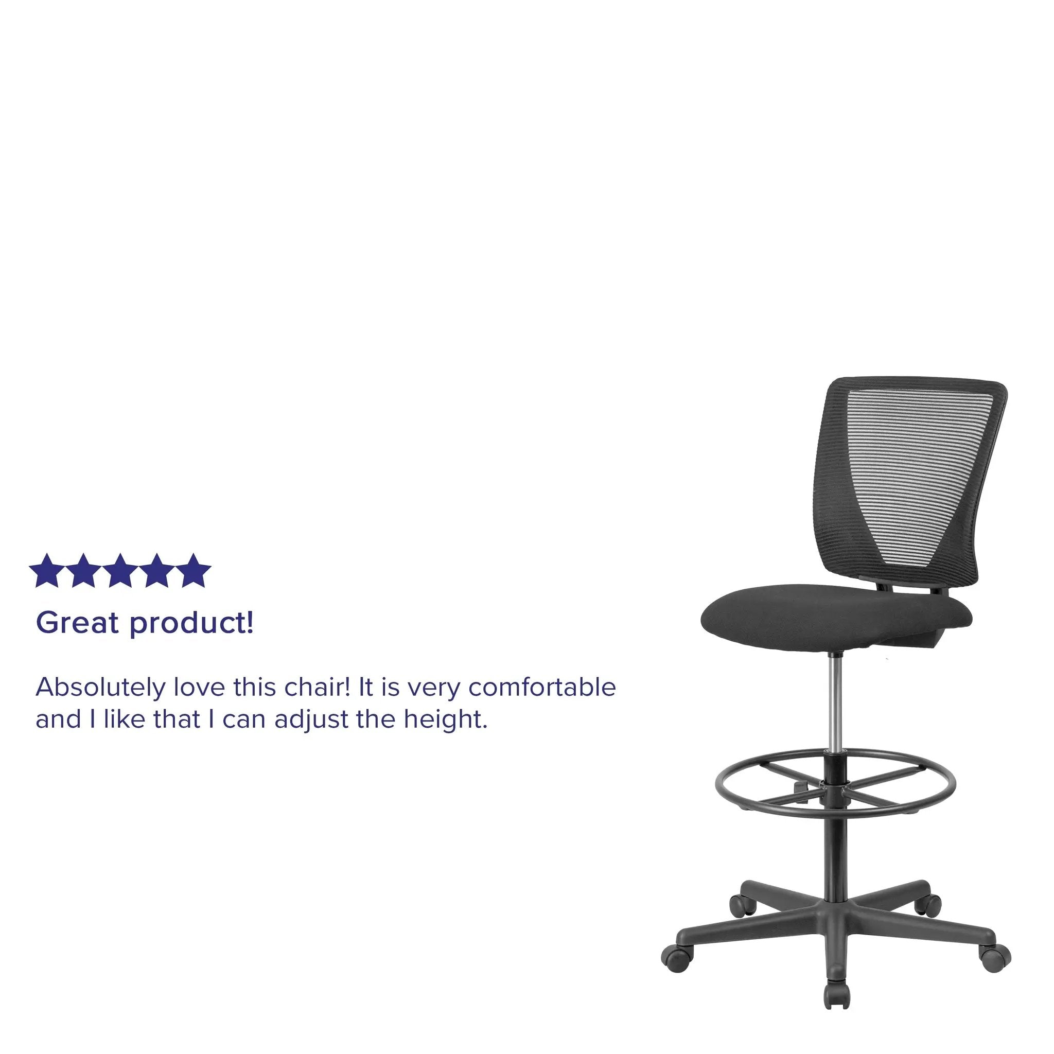 Drafting Chair with Fabric Seat and Adjustable Foot Ring