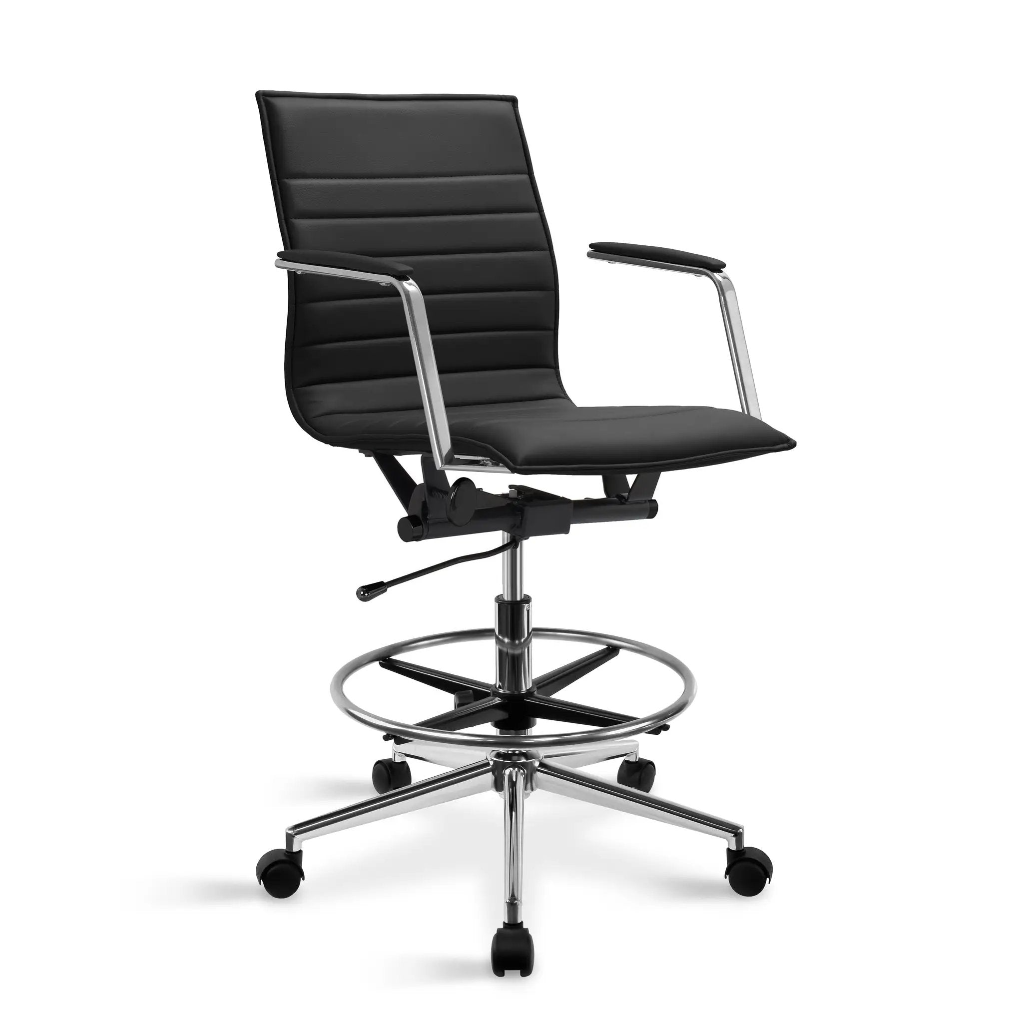 Upholstered Drafting Chair - Ergonomic Comfort & Adjustable Height