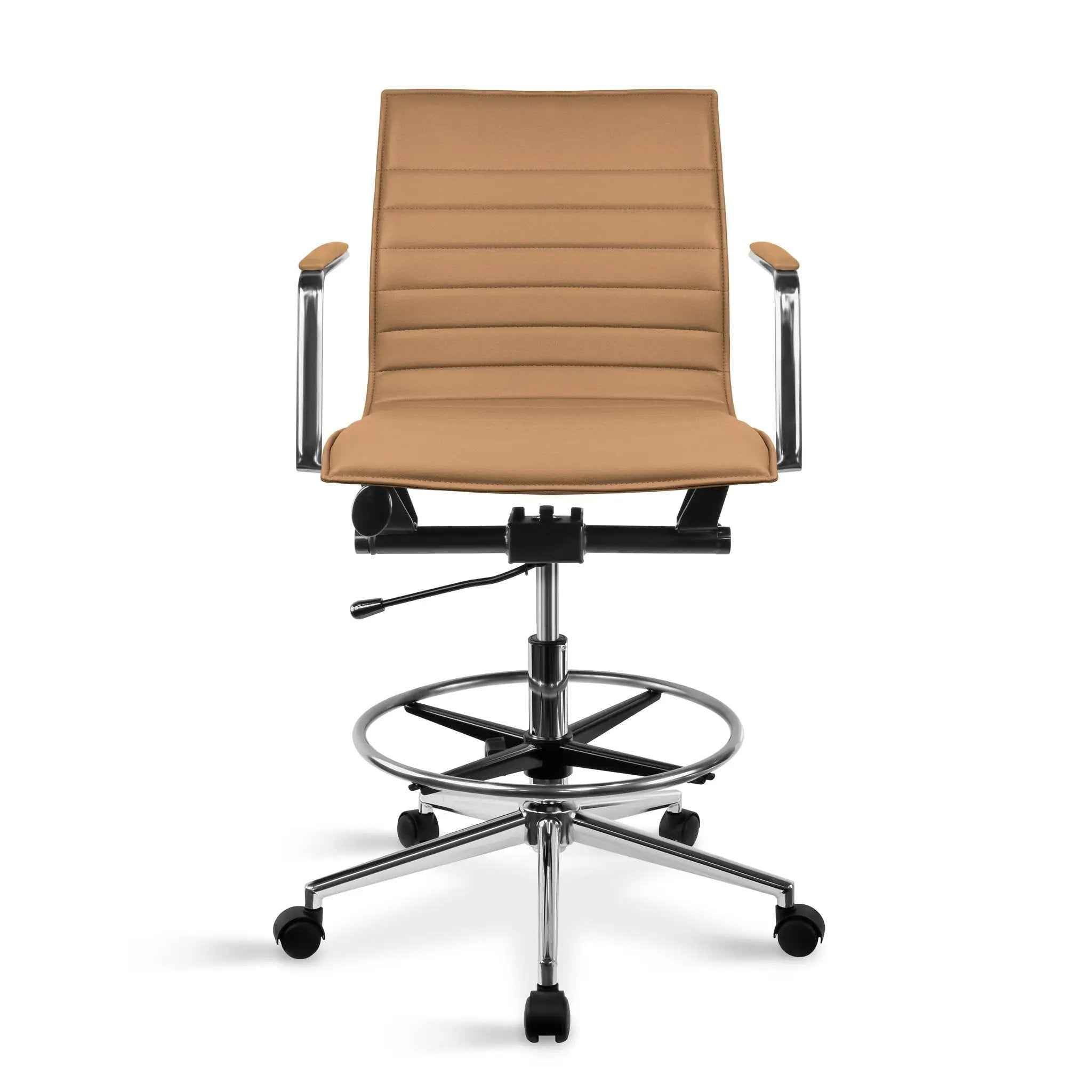 Upholstered Drafting Chair - Ergonomic Comfort & Adjustable Height