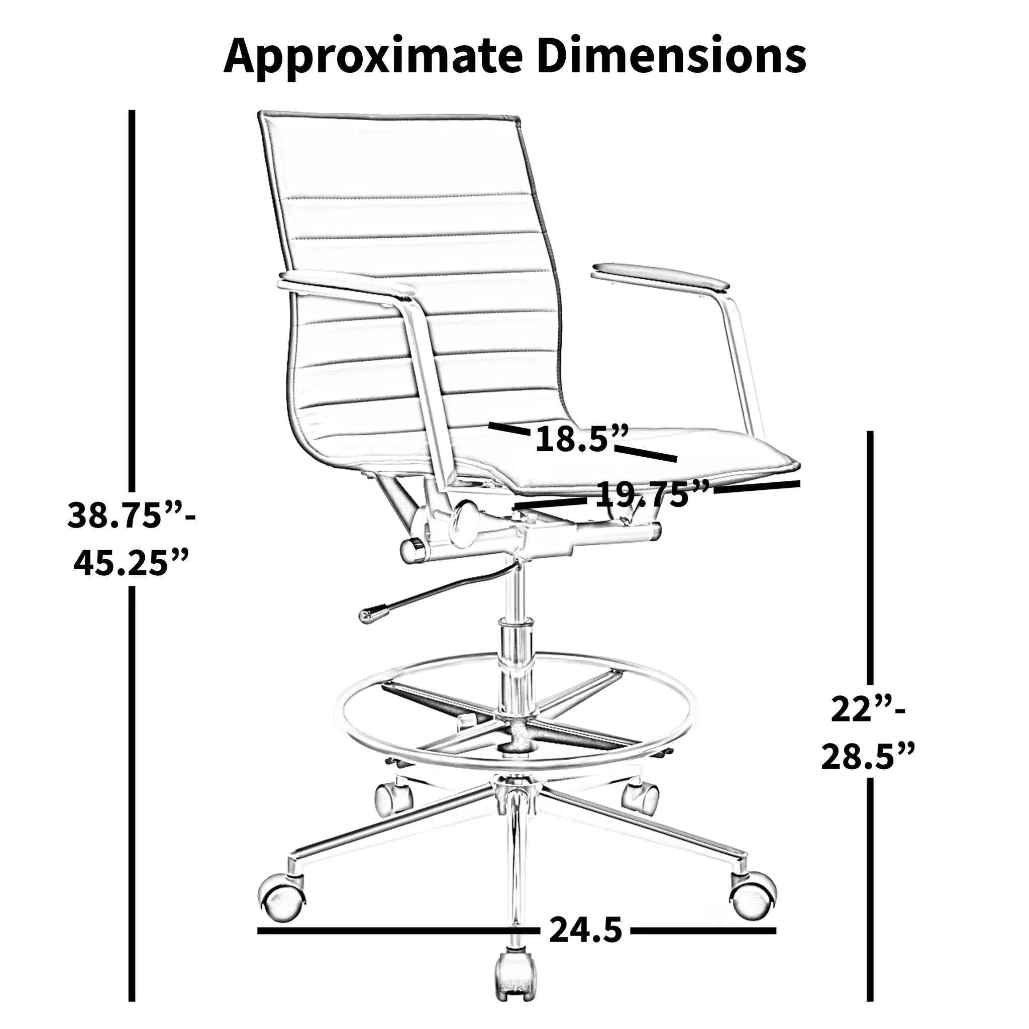 Upholstered Drafting Chair - Ergonomic Comfort & Adjustable Height