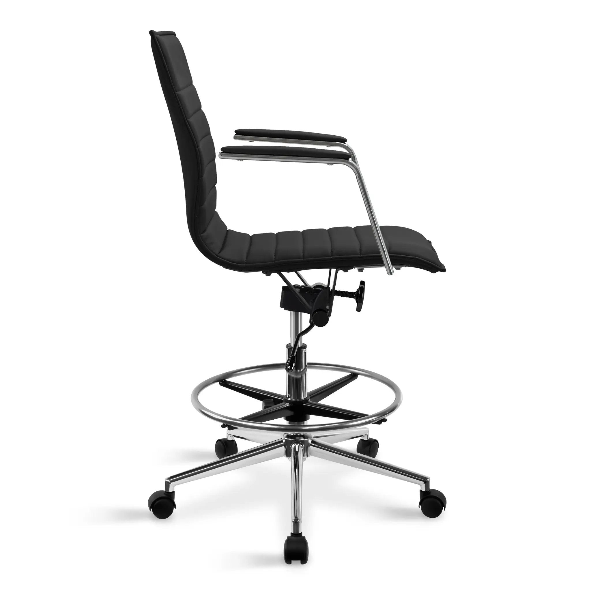 Upholstered Drafting Chair - Ergonomic Comfort & Adjustable Height