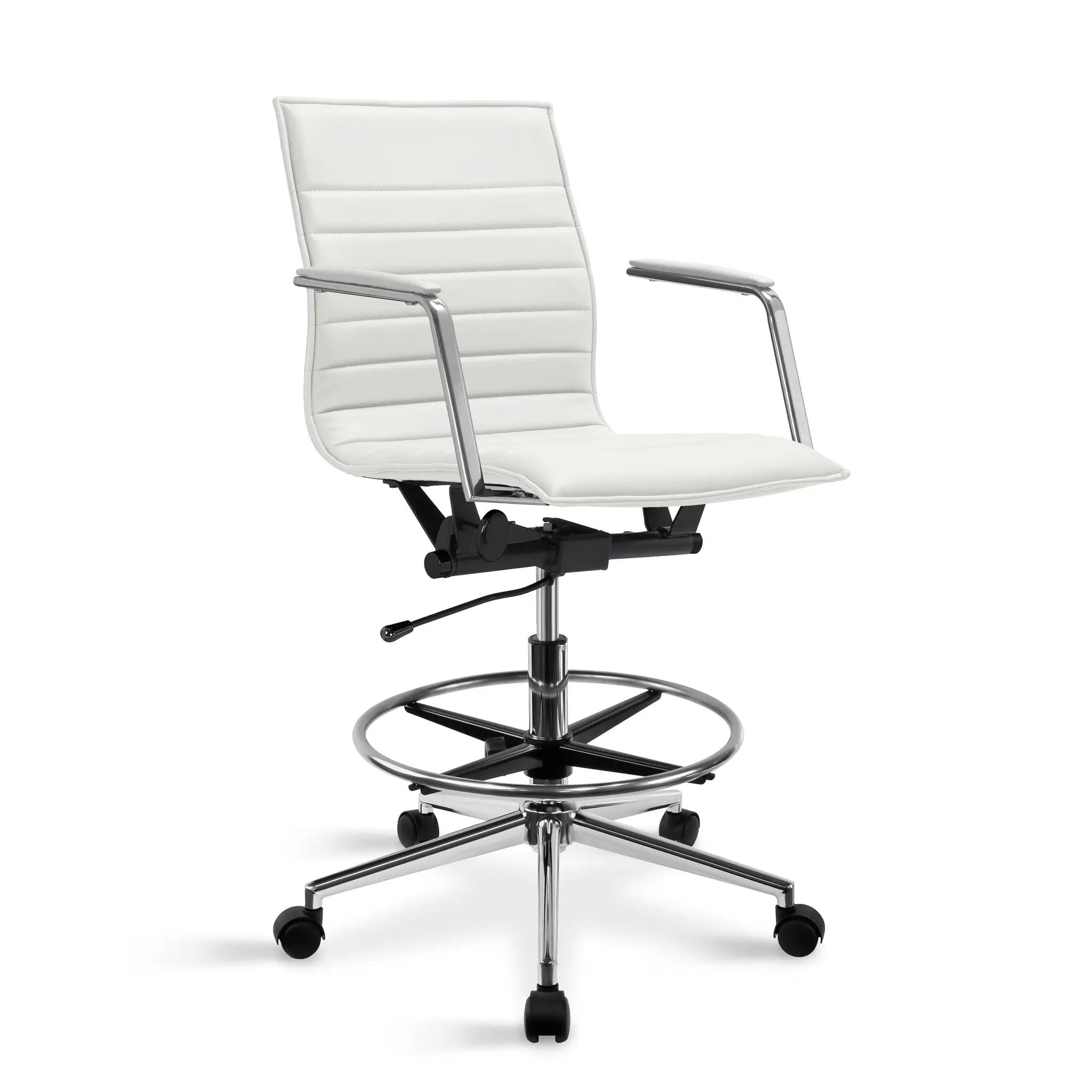 Upholstered Drafting Chair - Ergonomic Comfort & Adjustable Height