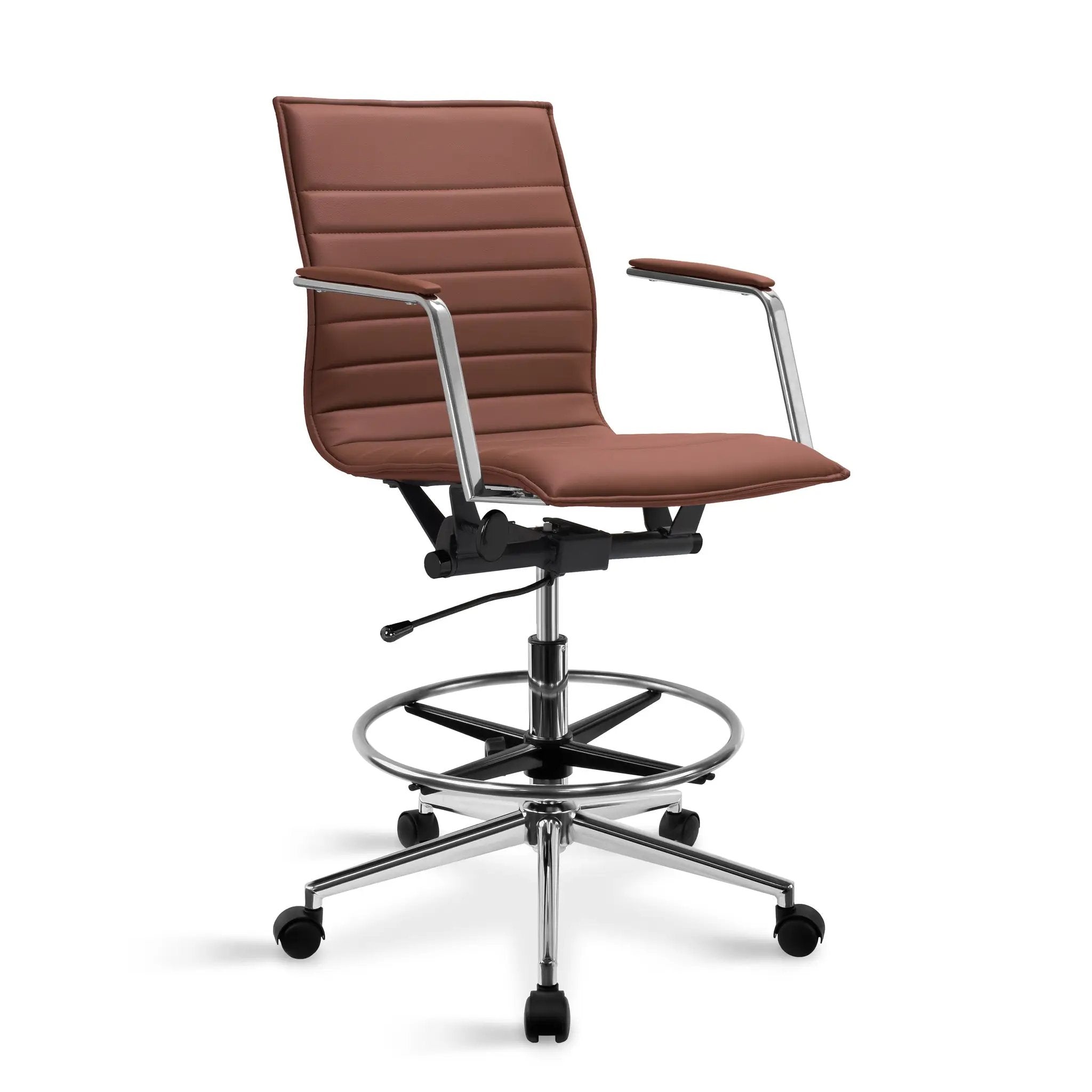 Upholstered Drafting Chair - Ergonomic Comfort & Adjustable Height