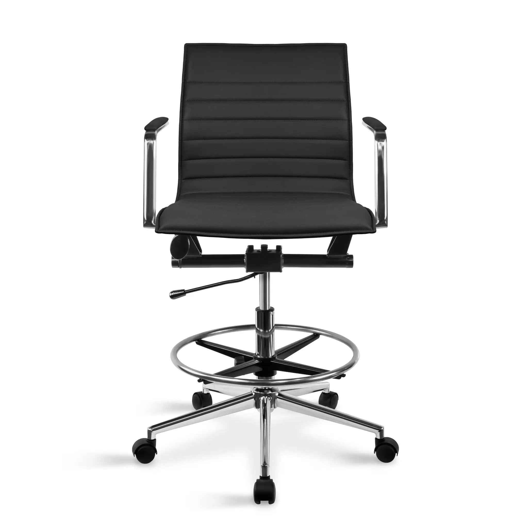 Upholstered Drafting Chair - Ergonomic Comfort & Adjustable Height