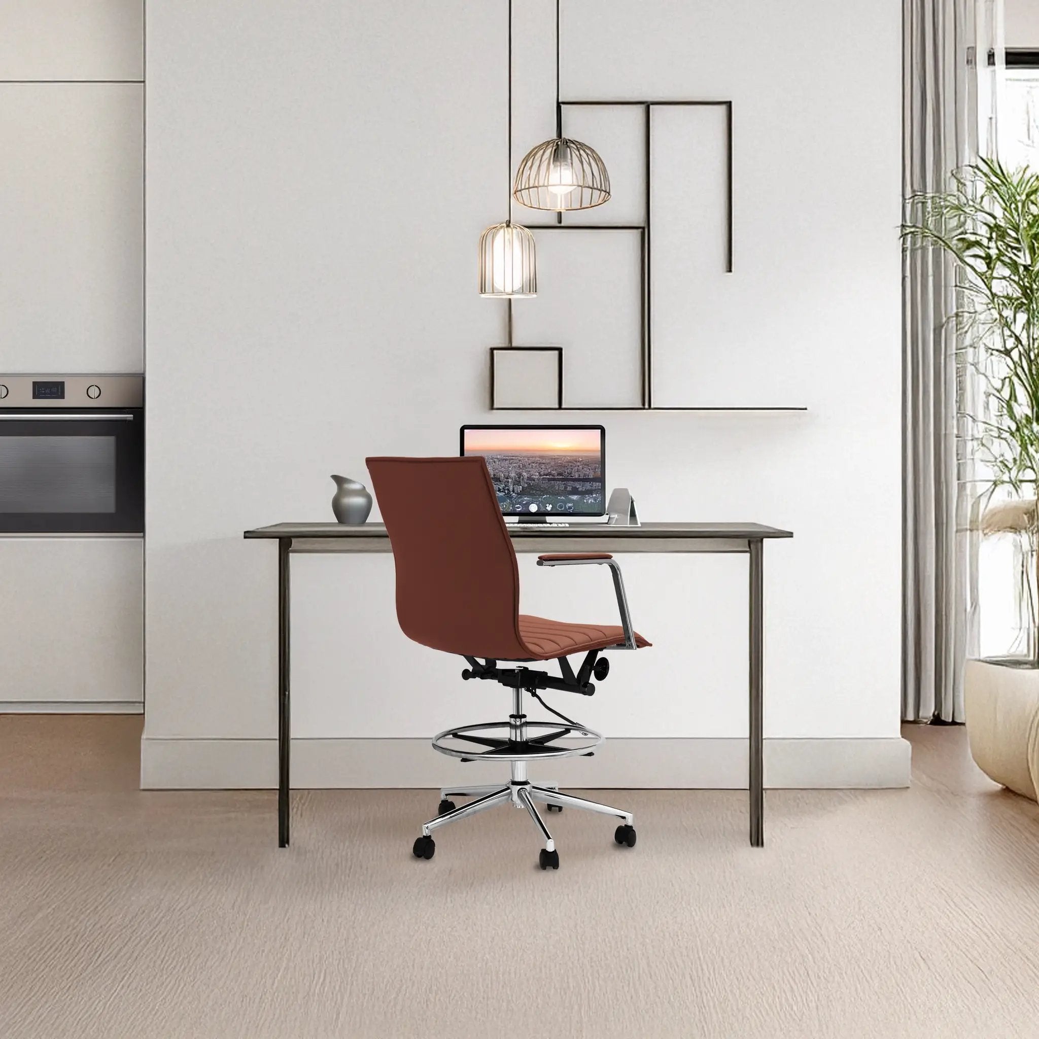 Upholstered Drafting Chair - Ergonomic Comfort & Adjustable Height