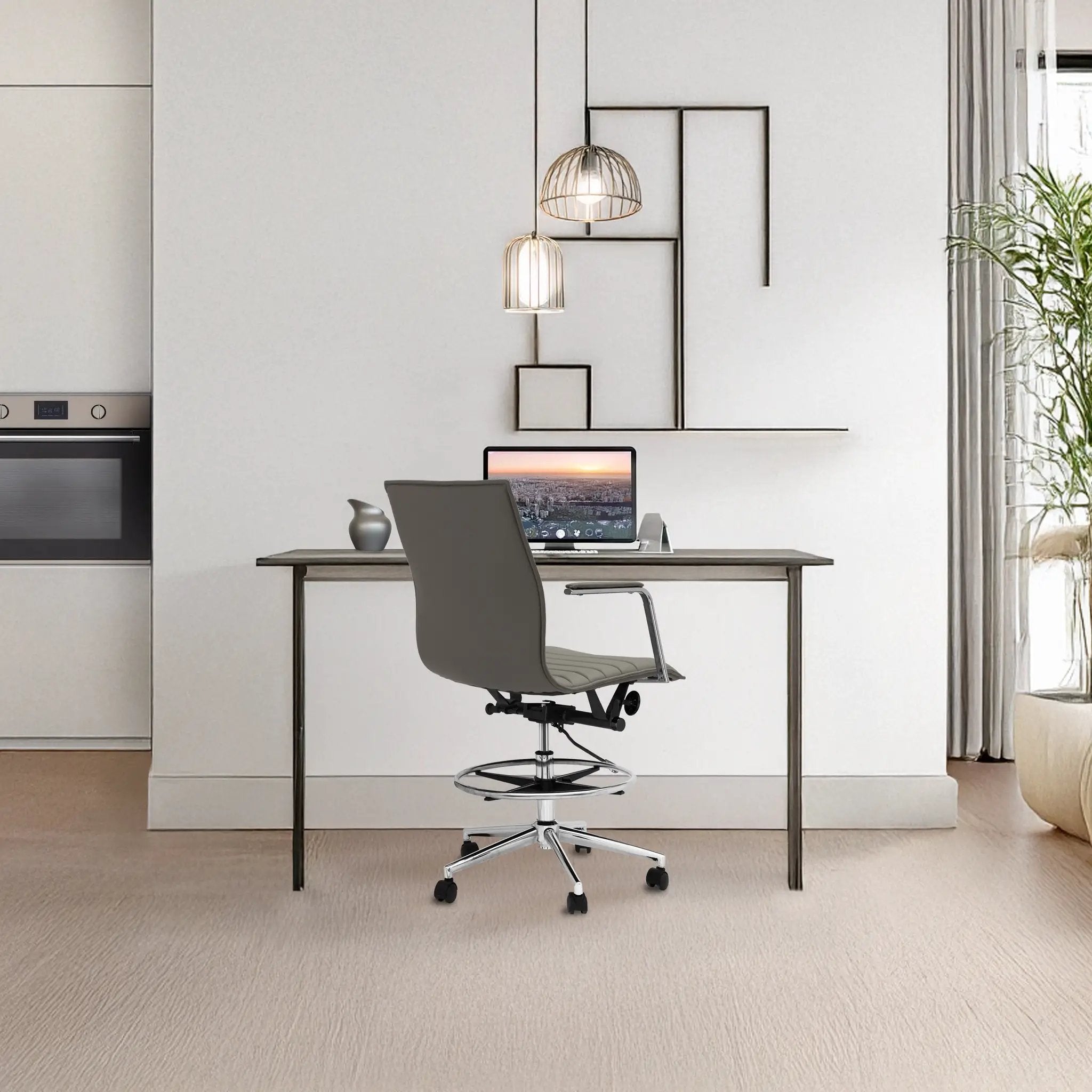 Upholstered Drafting Chair - Ergonomic Comfort & Adjustable Height