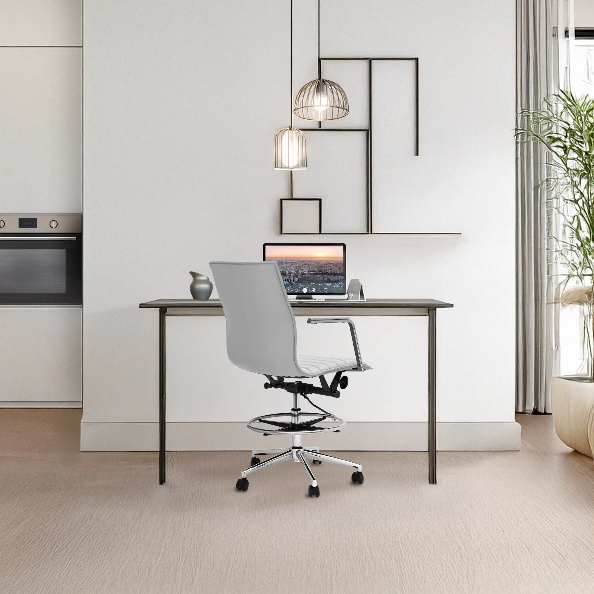 Upholstered Drafting Chair - Ergonomic Comfort & Adjustable Height