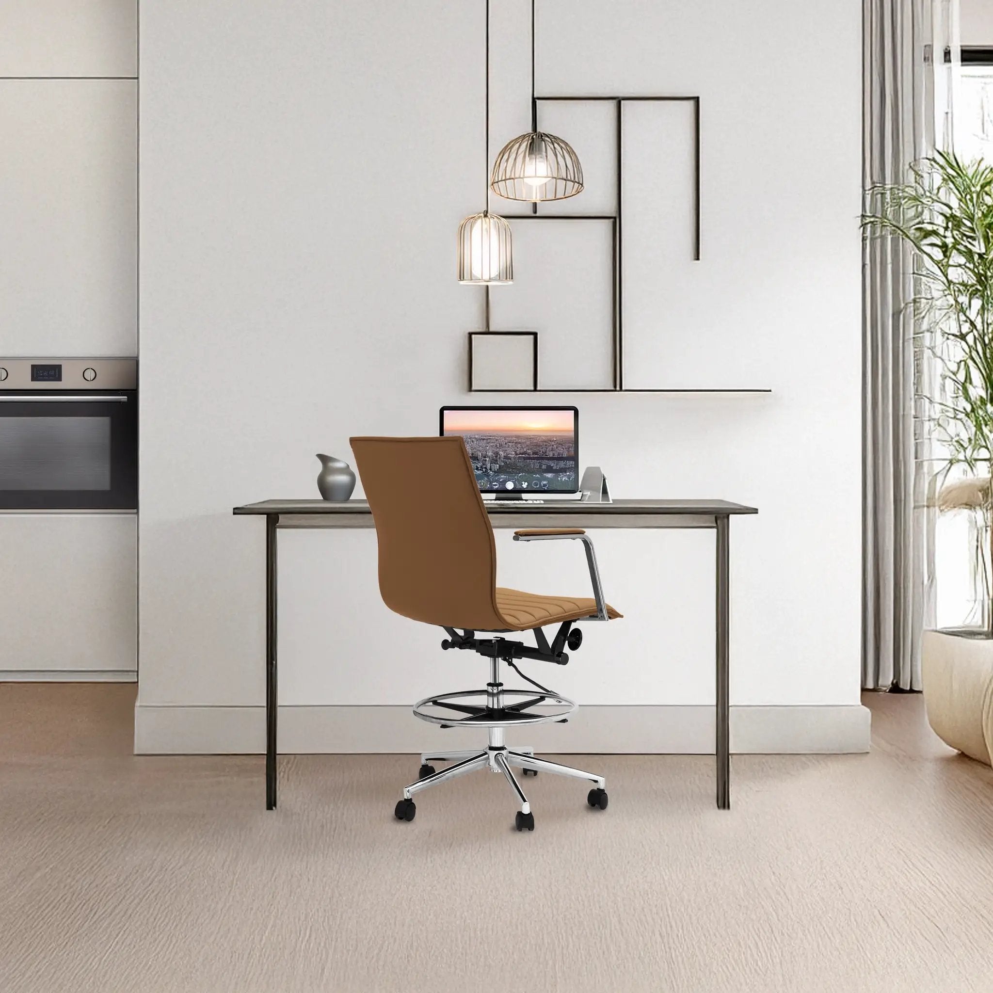 Upholstered Drafting Chair - Ergonomic Comfort & Adjustable Height