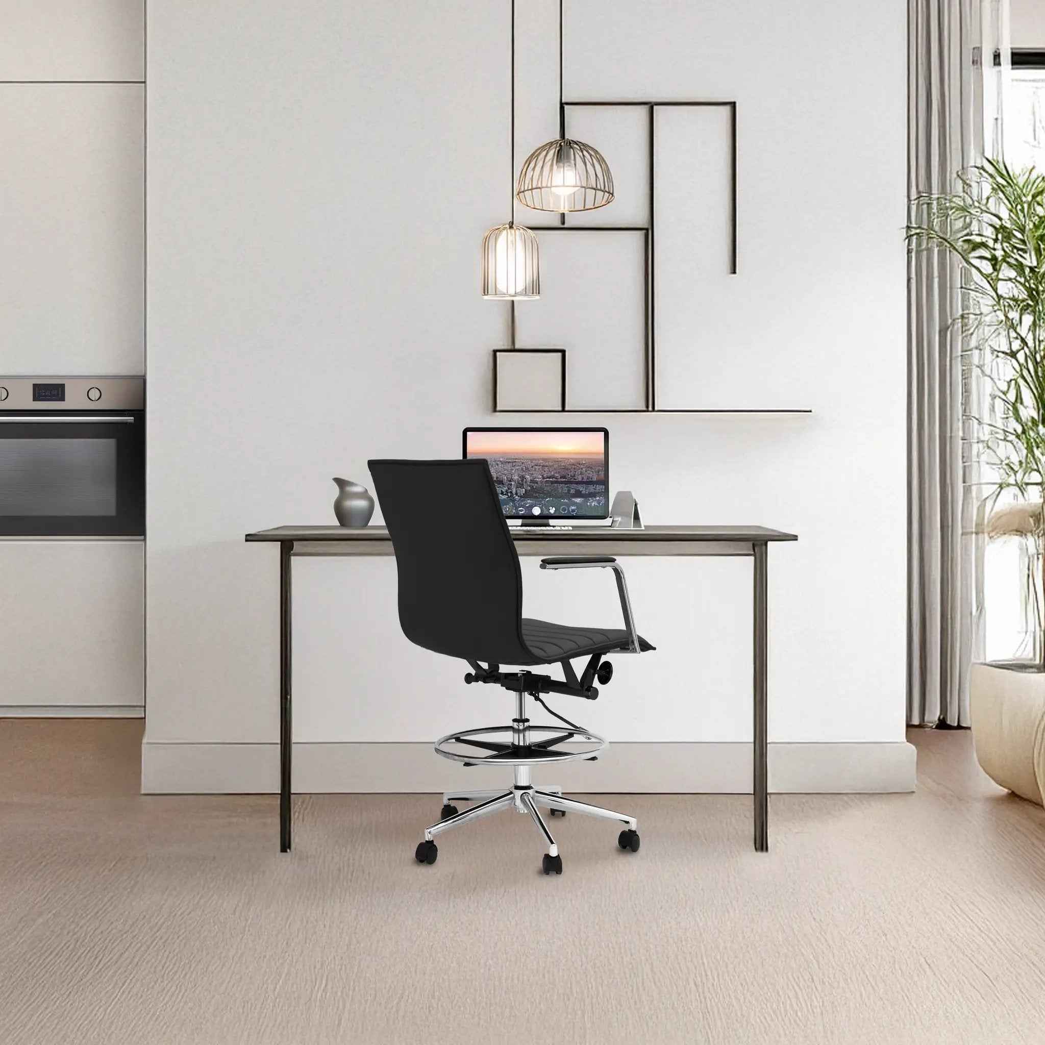 Upholstered Drafting Chair - Ergonomic Comfort & Adjustable Height
