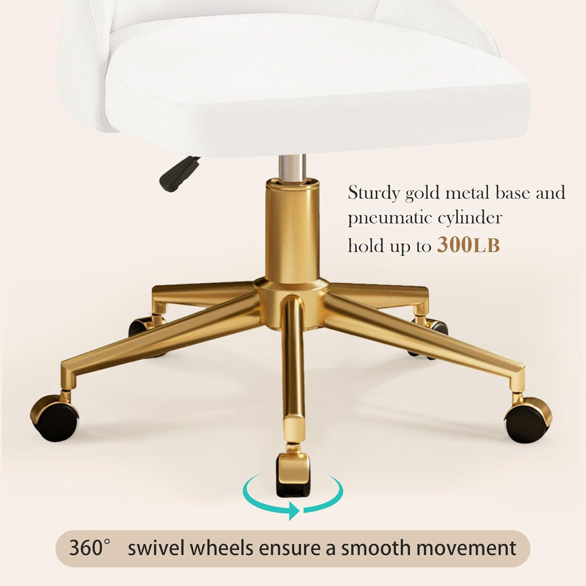 Velvet office chair with gold base – view 7