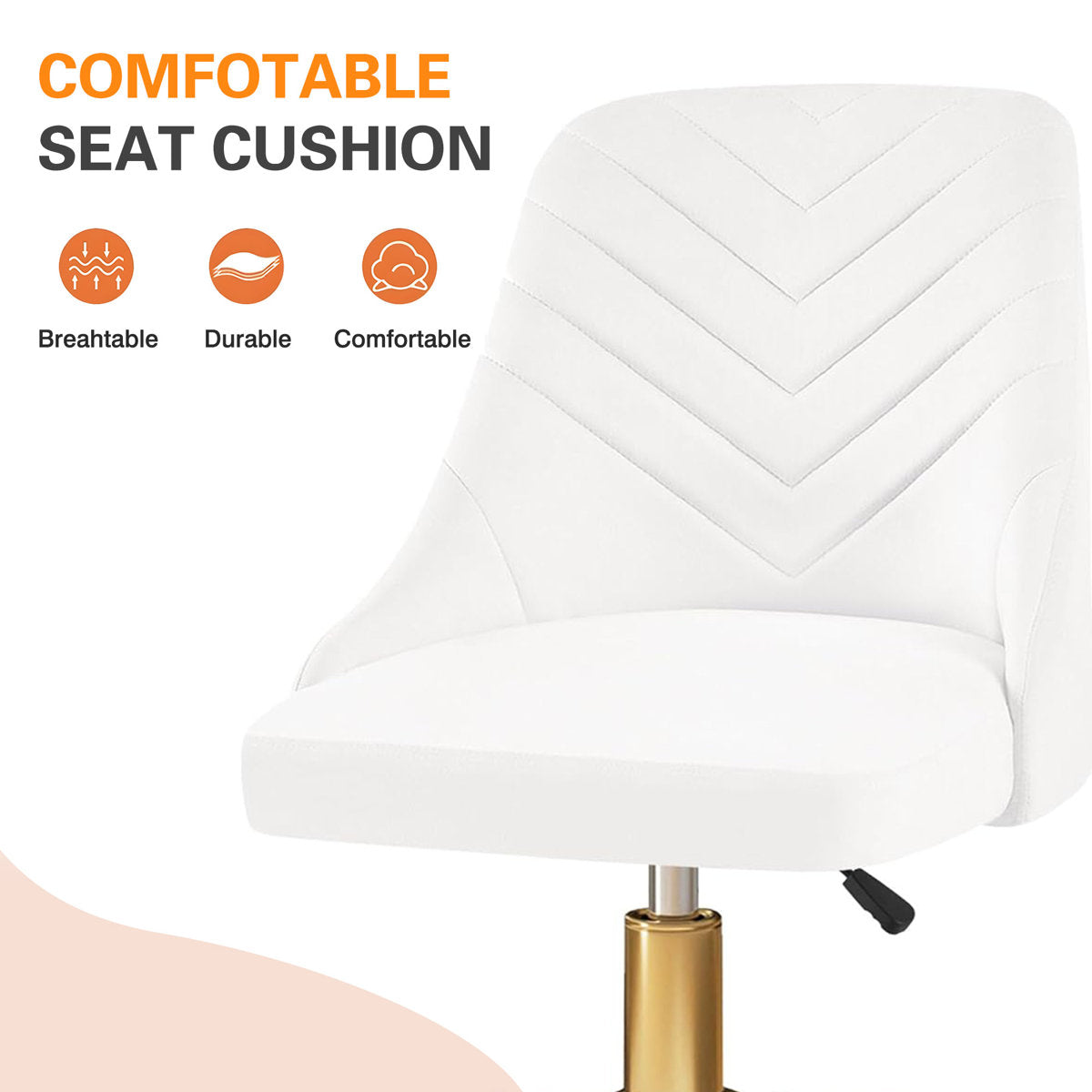 Velvet office chair with gold base – view 5
