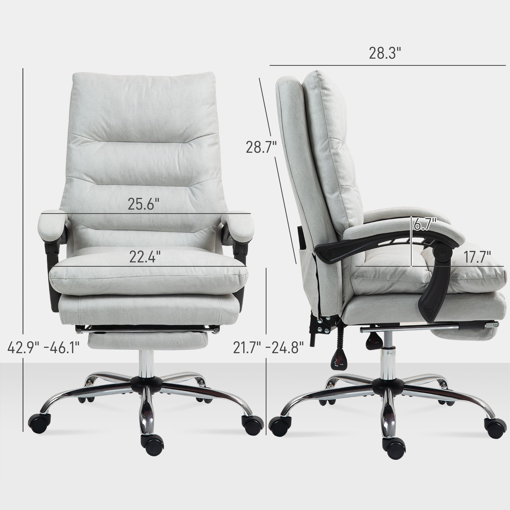 Light gray massage office chair dimensions