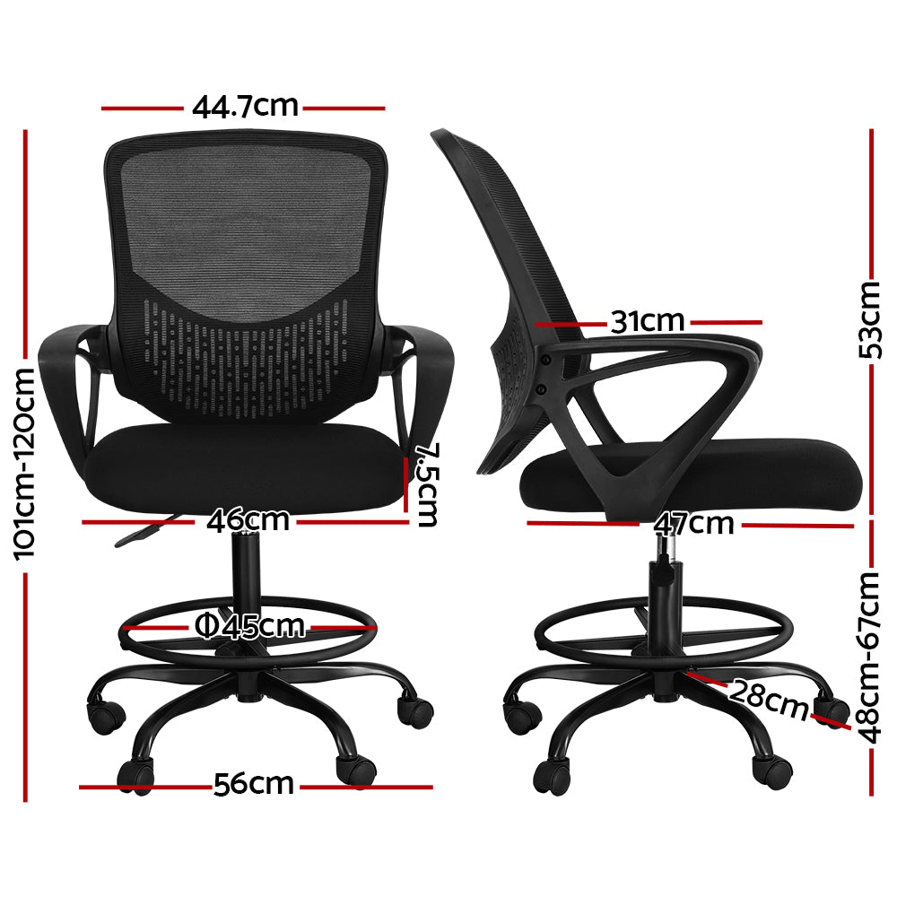 NNEDSZ Office Chair Drafting Stool Computer Standing Desk Mesh Chairs Black-1