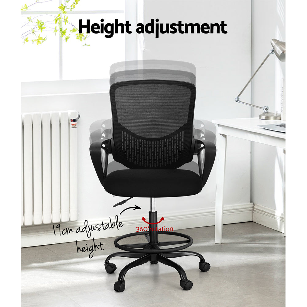 NNEDSZ Office Chair Drafting Stool Computer Standing Desk Mesh Chairs Black-4