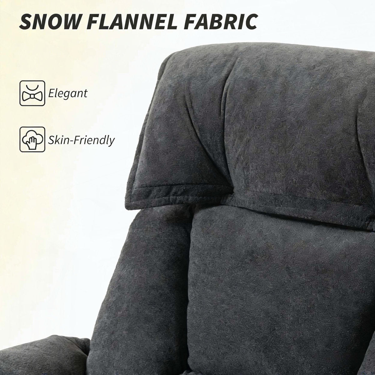 Black flannel high-back reclining office chair with footrest