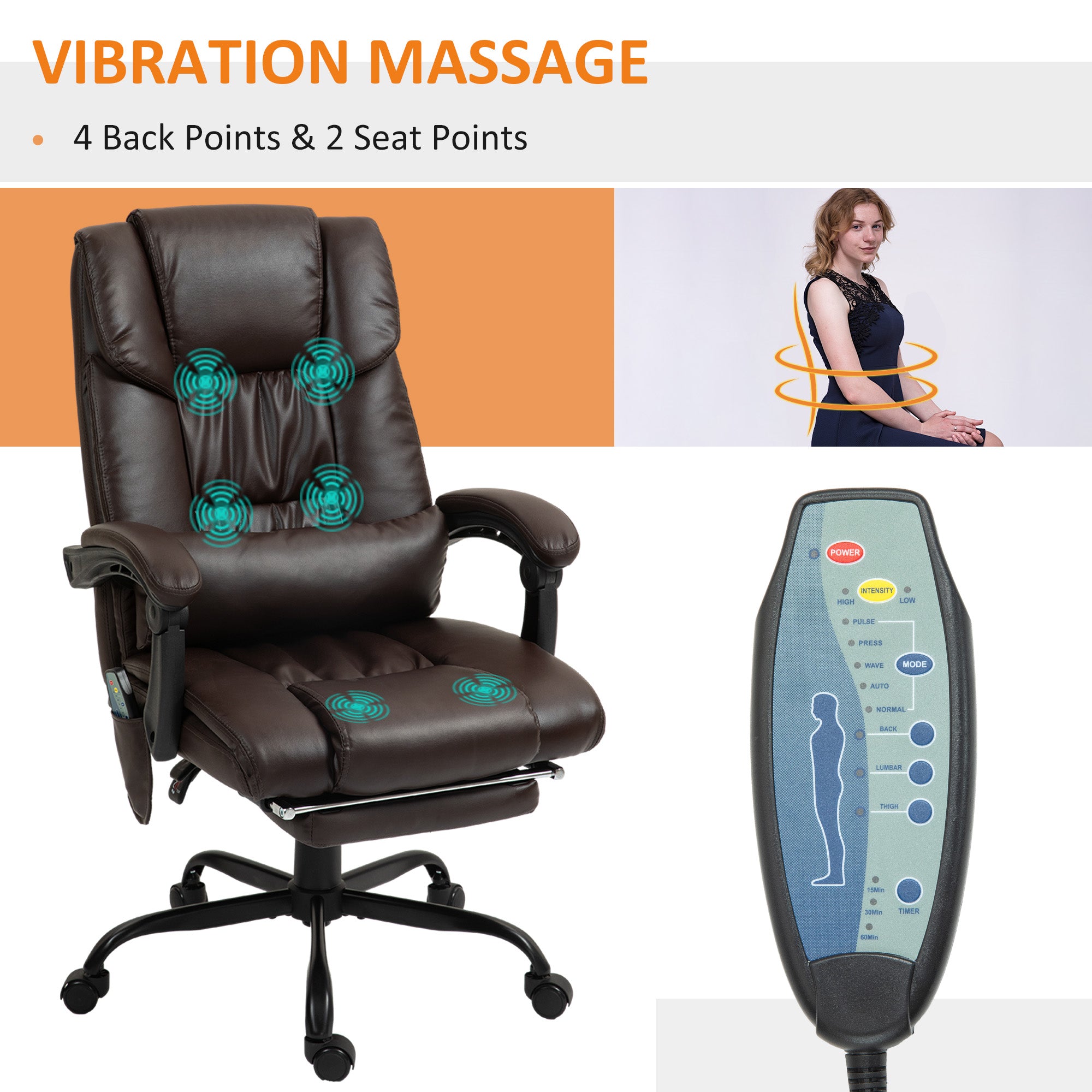 6-point vibration massage with remote control