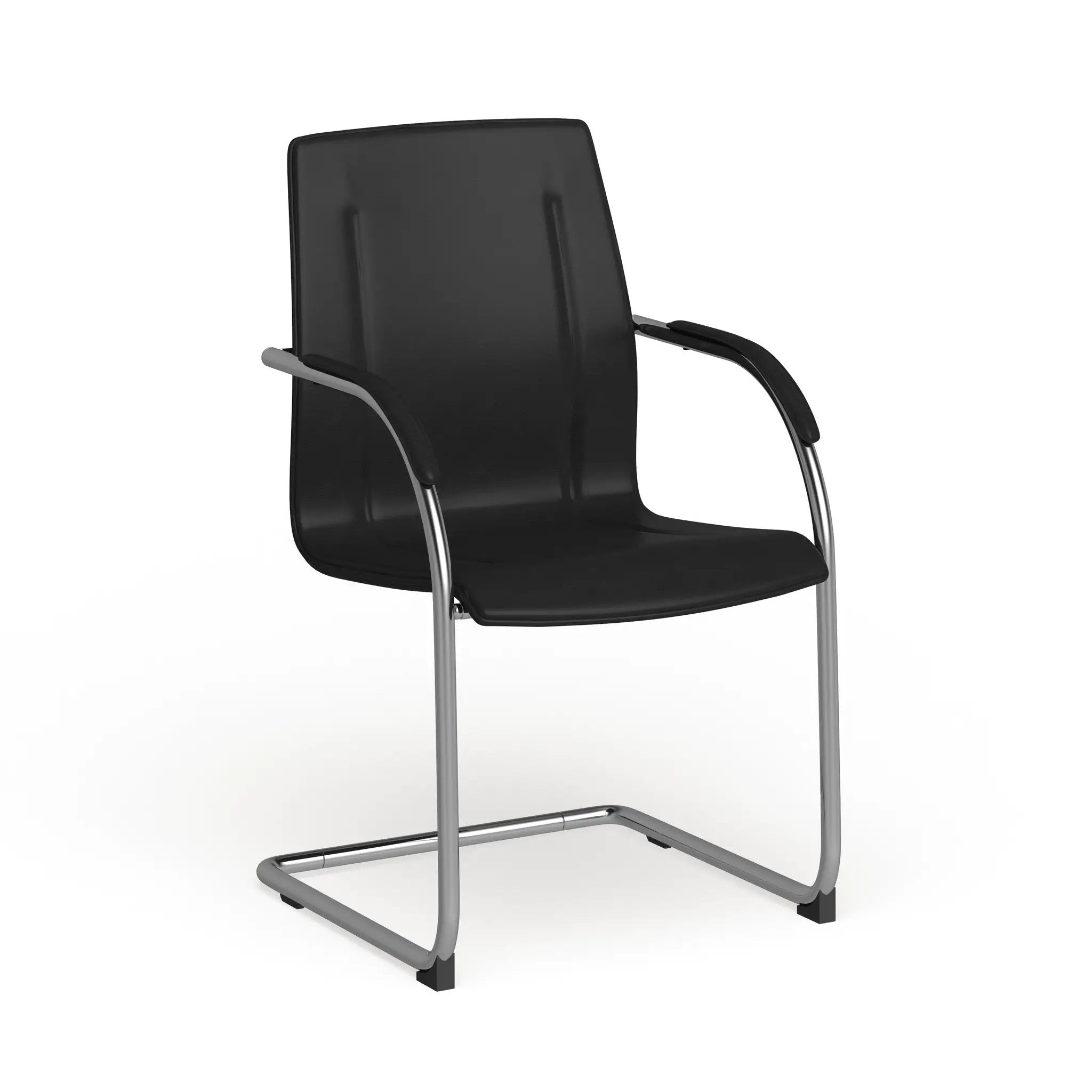 Vinyl Side Reception Chair with Chrome Sled Base - Lobby and Guest Seating