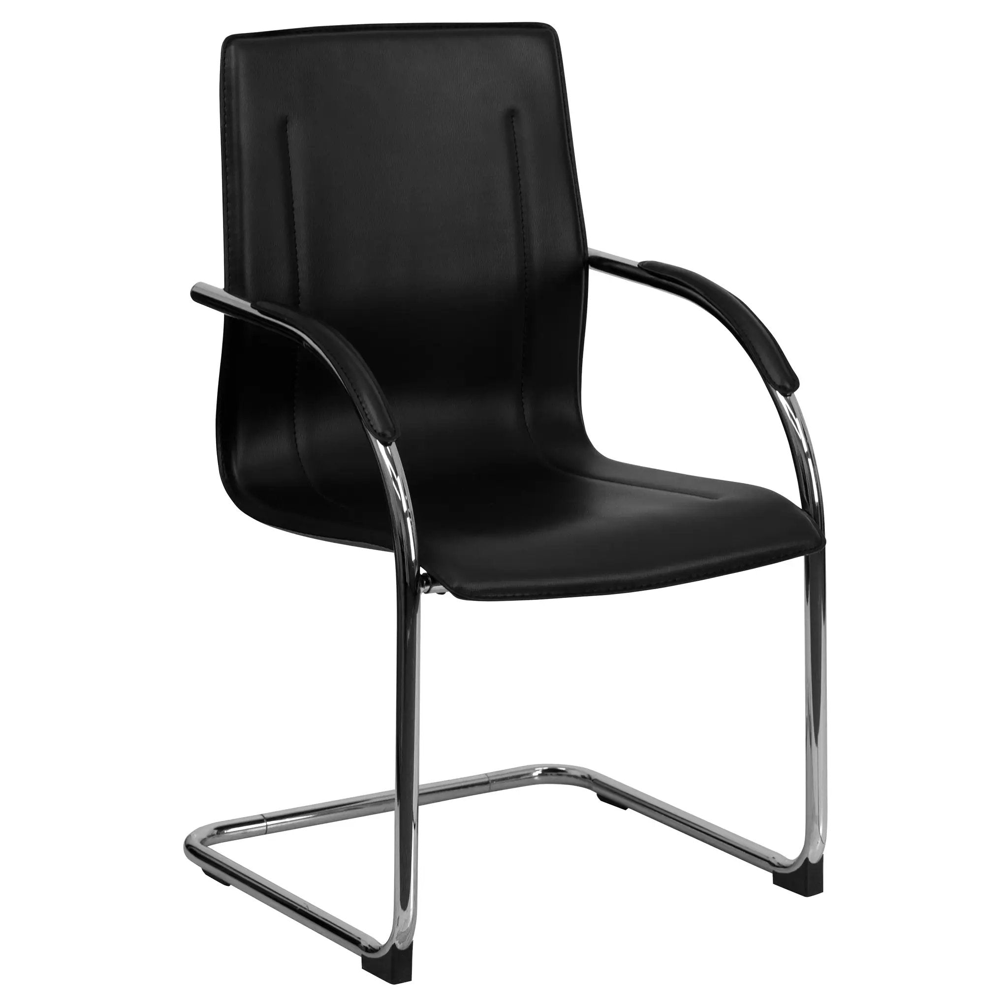 Vinyl Side Reception Chair with Chrome Sled Base - Lobby and Guest Seating