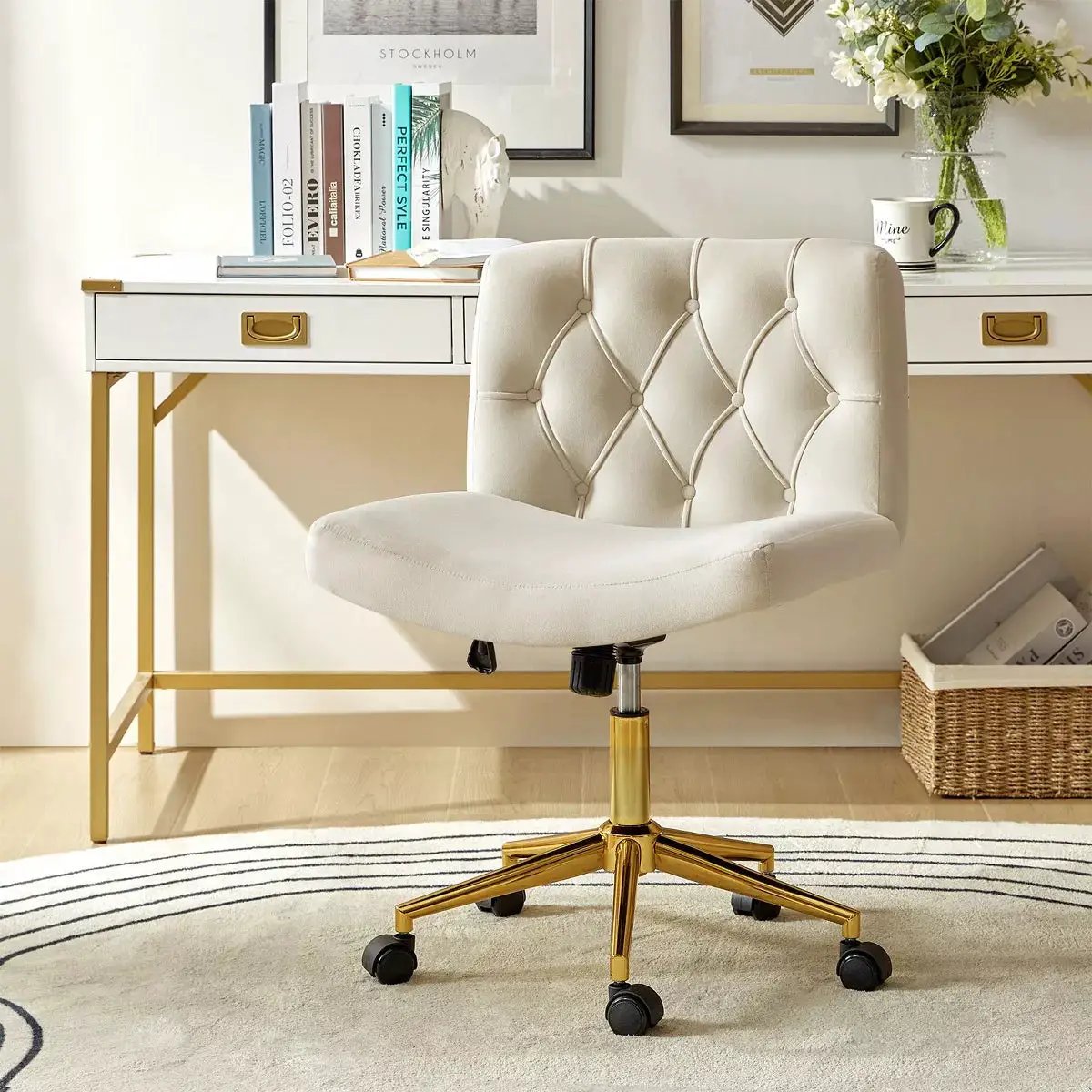 Nigel Modern Flannel Office Chair with Tilt and Adjustable Height Mecha|Hulala HOME