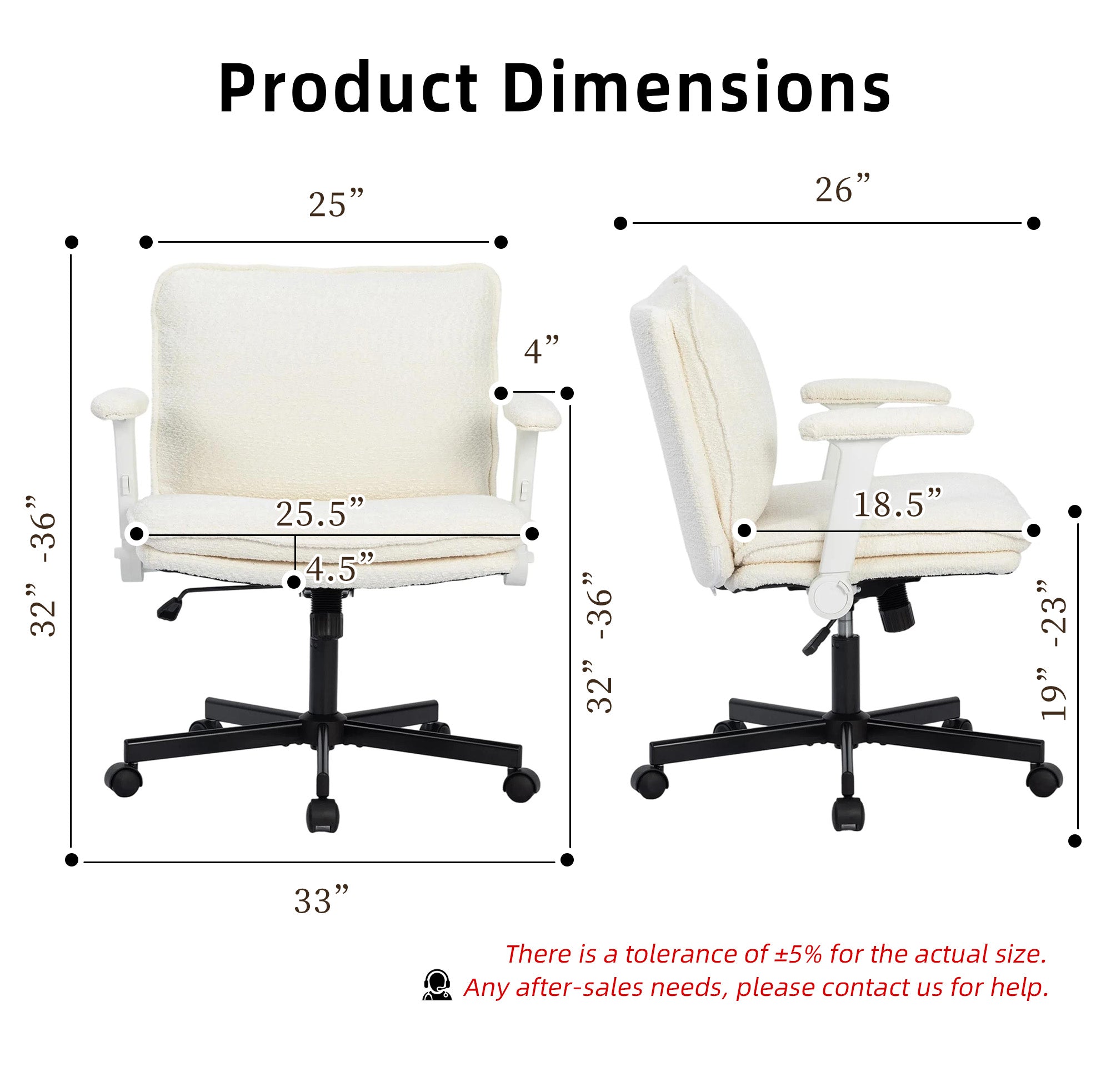 Beige Chenille Fabric Swivel Office Chair with Armrest