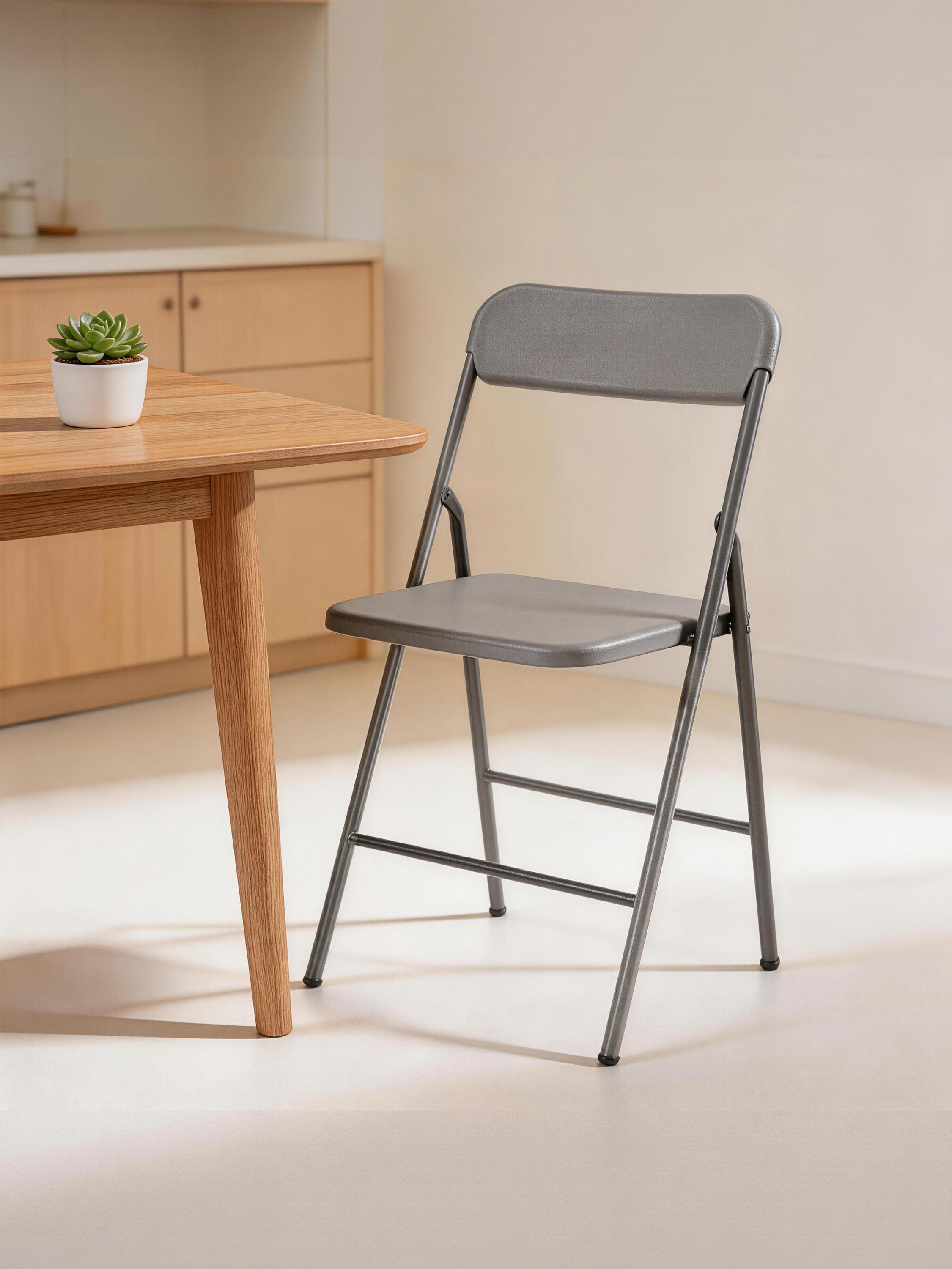Stackable Grey Folding Chairs With Cushioned Seats Outdoor Commercial 4 Pack - Platinum-Level Office Chairs