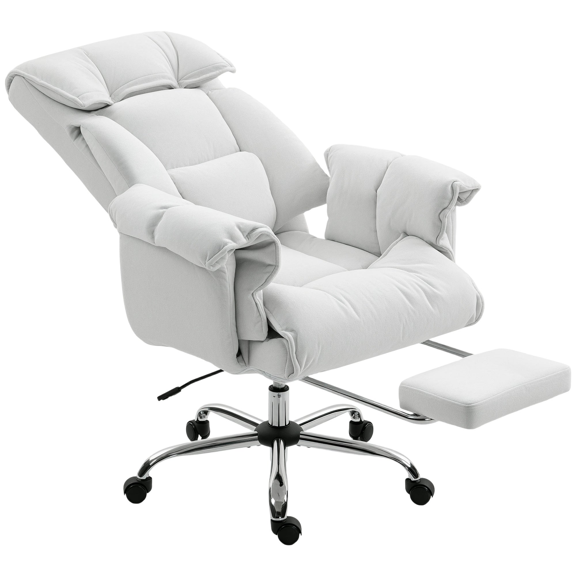 HOMCOM High Back Reclining Office Chair with Footrest, Cream White - Platinum-Level Office Chairs