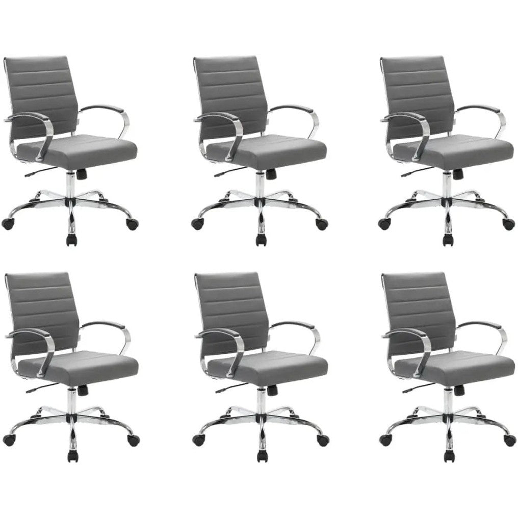 Leisuremod Benmar Leather Office Desk Chair, Mid-Back Ergonomic Swivel Chair with Lumbar Support, Adjustable Height, Tilt Lock, Cushioned Seat & Back, Home Office Task Chair (Tan, Single)