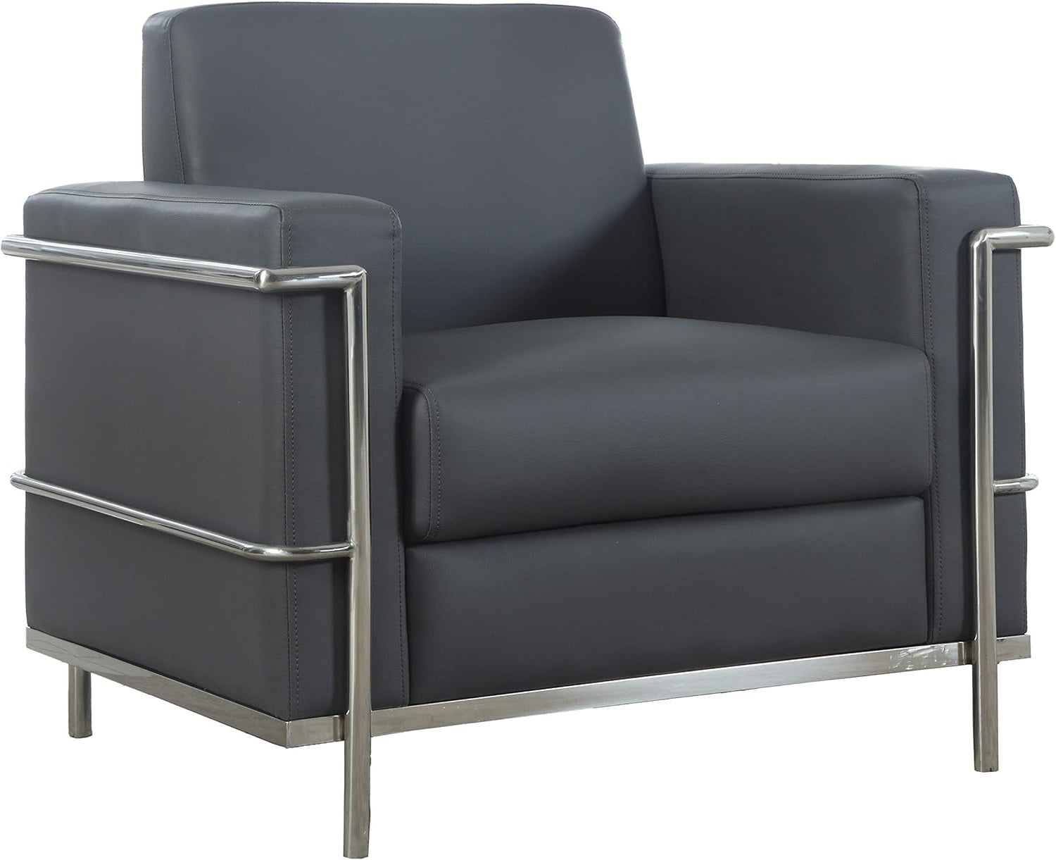 Light Gray Faux Leather Accent Club Chair, Chrome Frame