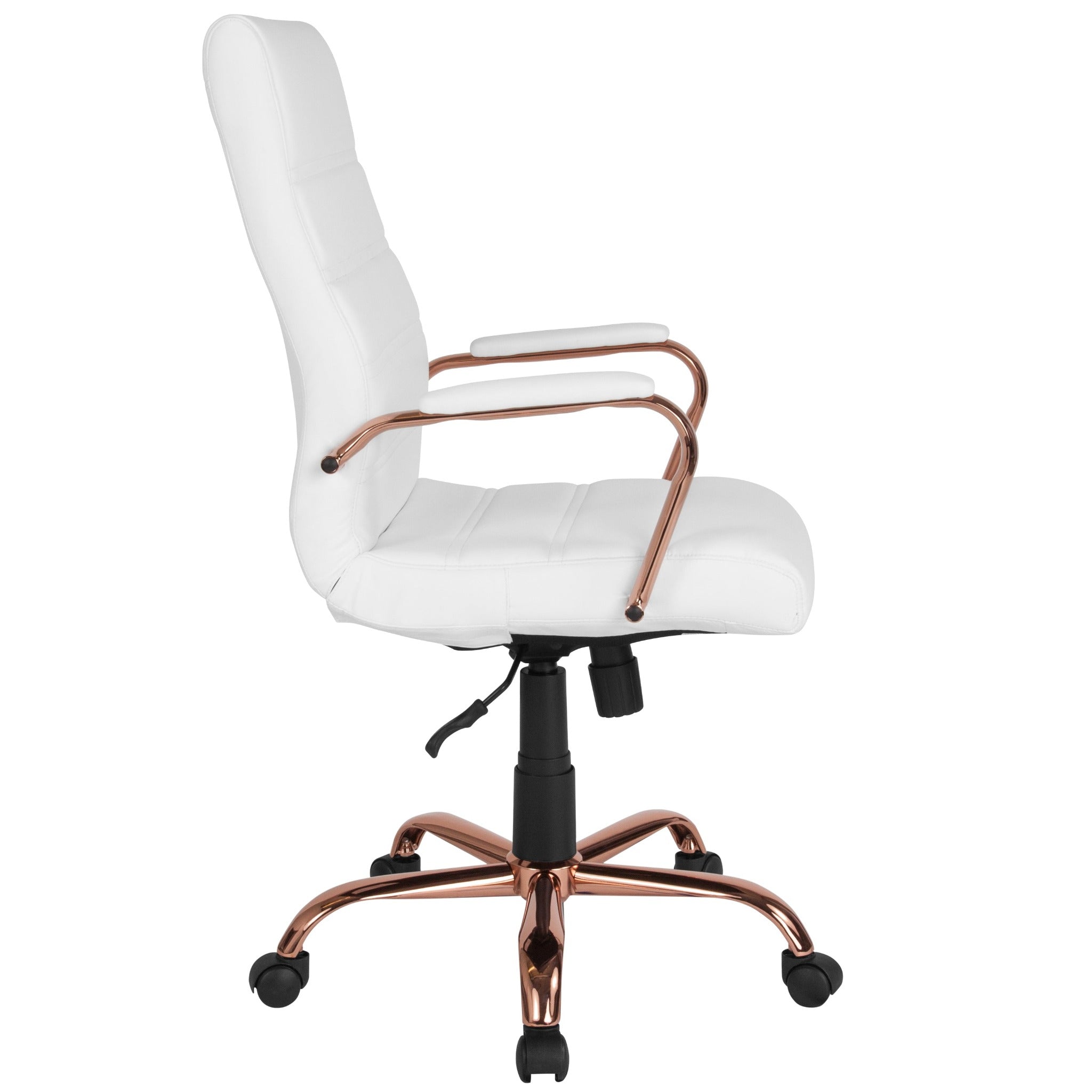 Whitney High Back White LeatherSoft Executive Office Chair with Rose Gold Frame