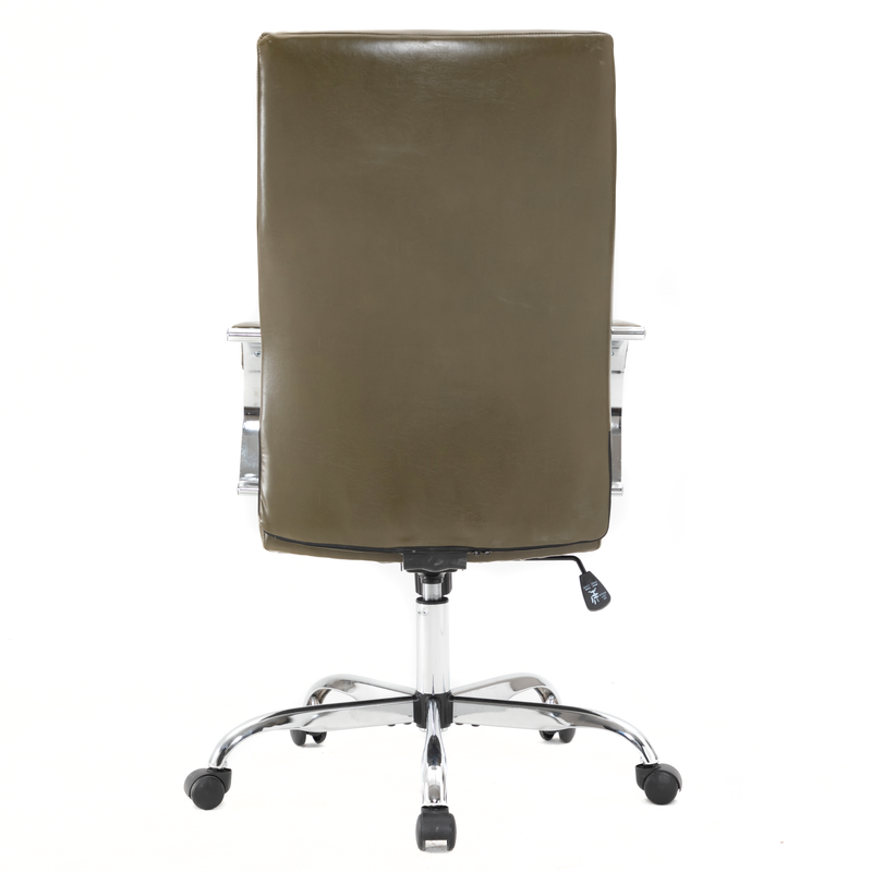 20 PCS Sonora Ergonomic High-Back Leather Desk Office Chair with Chrome Base and Tilt for Home Office - Olive Green