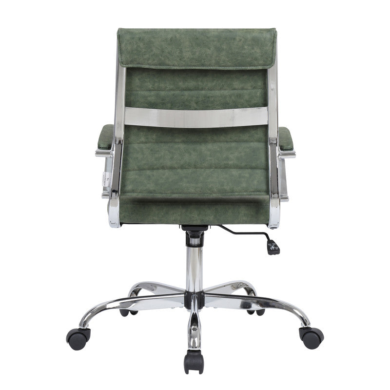 30 PCS Benmar Leather Office Desk Computer Chair with Ribbed Seat and Steel Frame - Green