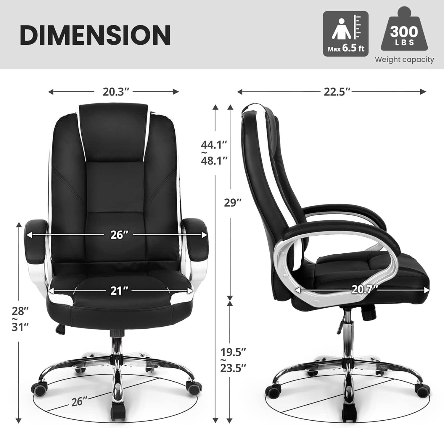 Black PU Leather Ergonomic Executive Office Chair - Platinum-Level Office Chairs