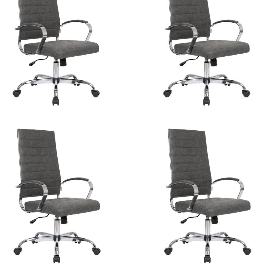 Leisuremod Benmar Modern High-Back Office Chair, 360-Degree Adjustable Swivel Task Furniture in Leather Upholstery with Ribbed Backrest for Home and Office