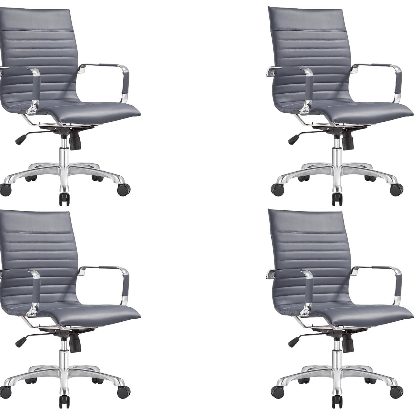 Leisuremod Ergonomic Executive Office Chair with Lumbar Support – Adjustable Leather Swivel Desk Chair, High Back Computer Chair Home & Office with Rolling Wheels & Chrome Base
