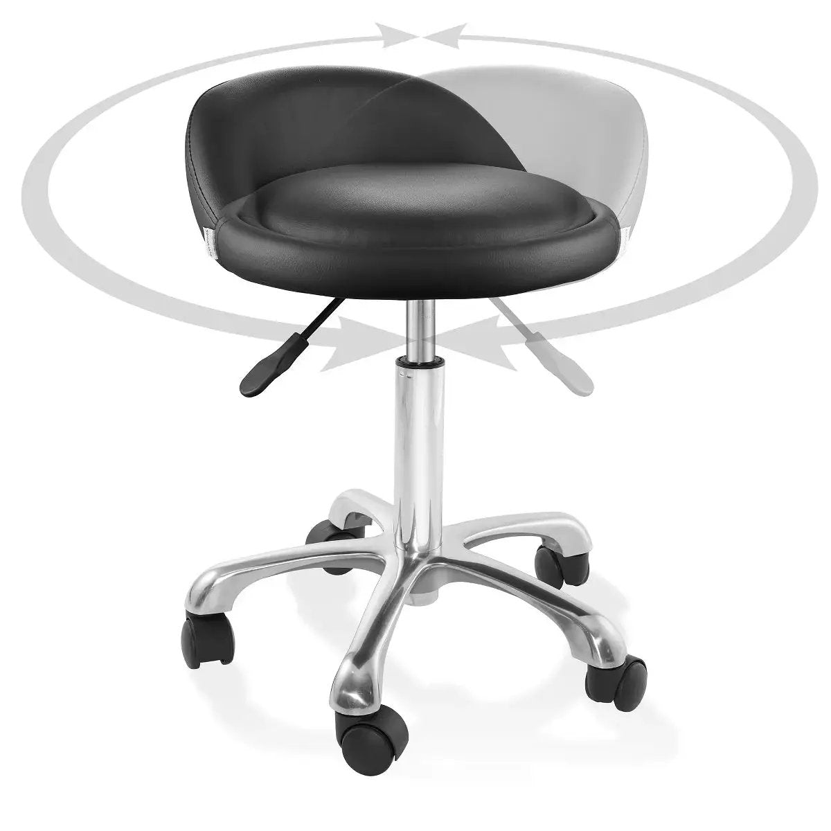 Saloniture Rolling Hydraulic Salon Stool with Low Backrest - Adjustable Swivel Chair for Spa or Medical Office