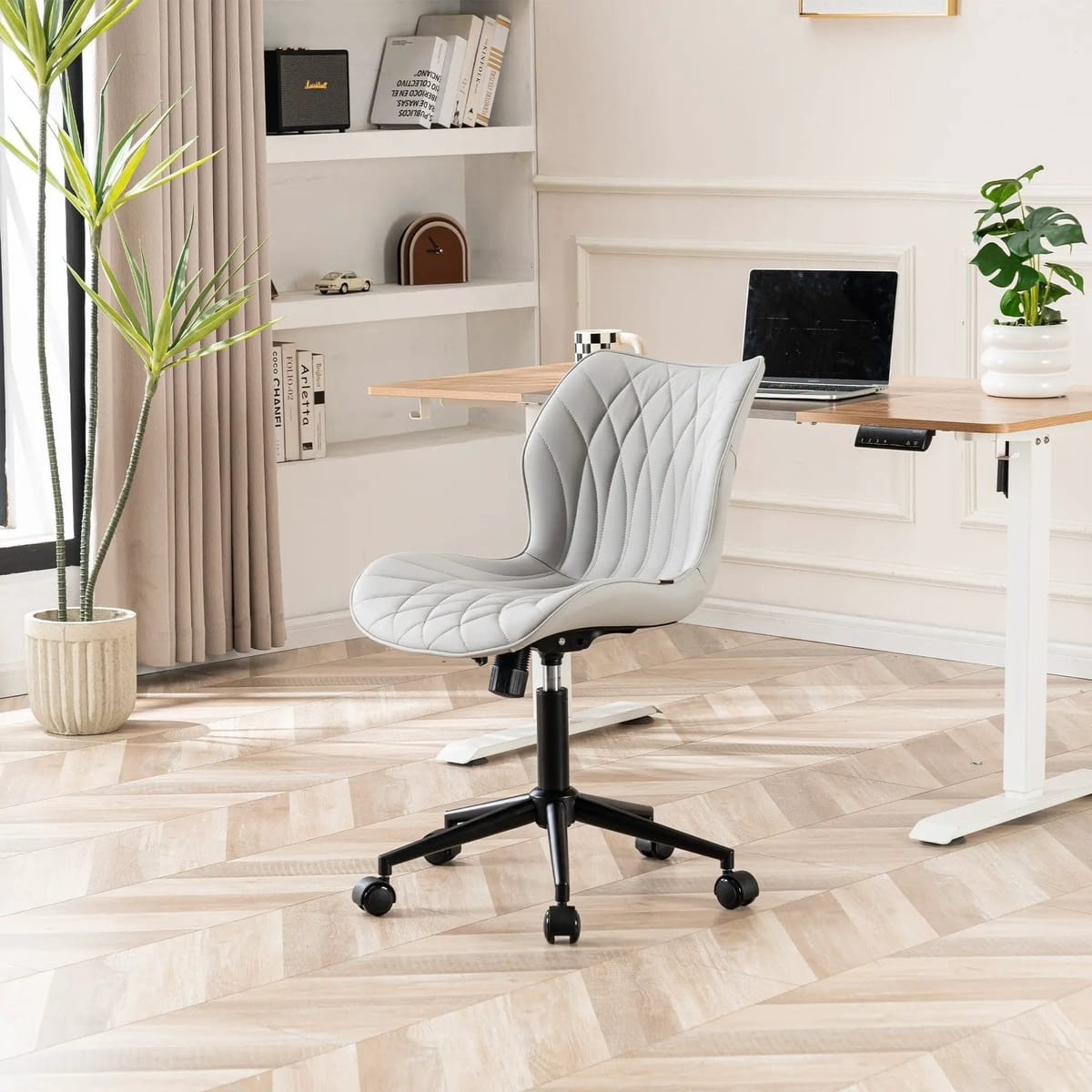 Swivel Armless Desk Chair Office Chairs Makeup Vanity Chair