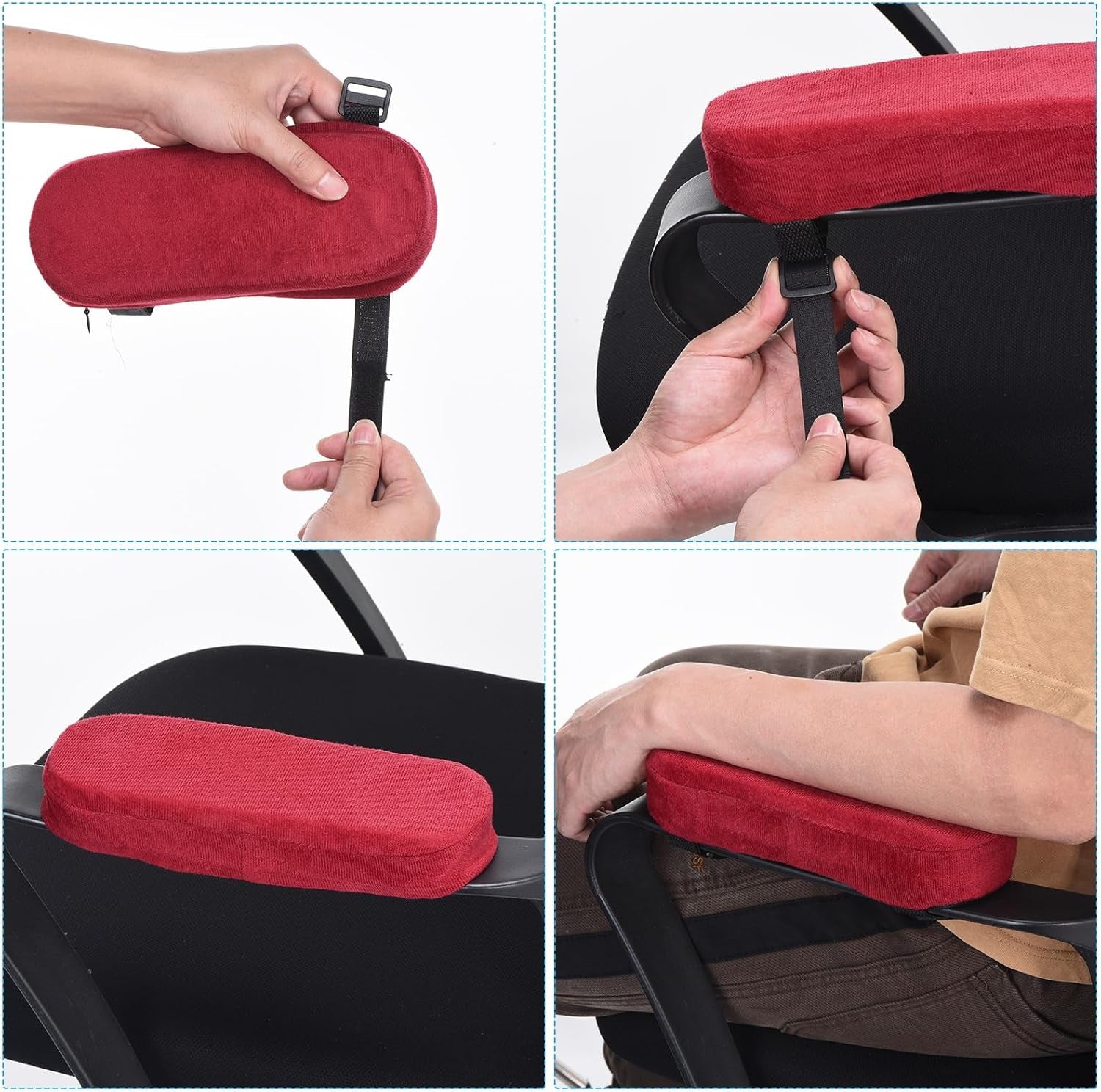 PATIKIL Office Chair Arm Pads, 2 Pcs Office Chair Arm Cover Soft Office Chair Armrest Pads Memory Foam Cotton Removable Washable for Desk Computer Gaming, Purple