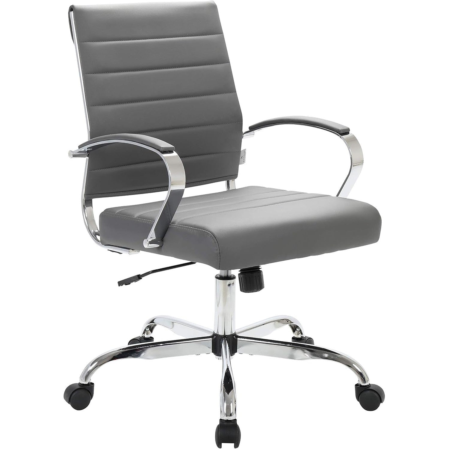 Leisuremod Benmar Leather Office Desk Chair, Mid-Back Ergonomic Swivel Chair with Lumbar Support, Adjustable Height, Tilt Lock, Cushioned Seat & Back, Home Office Task Chair (Tan, Single)