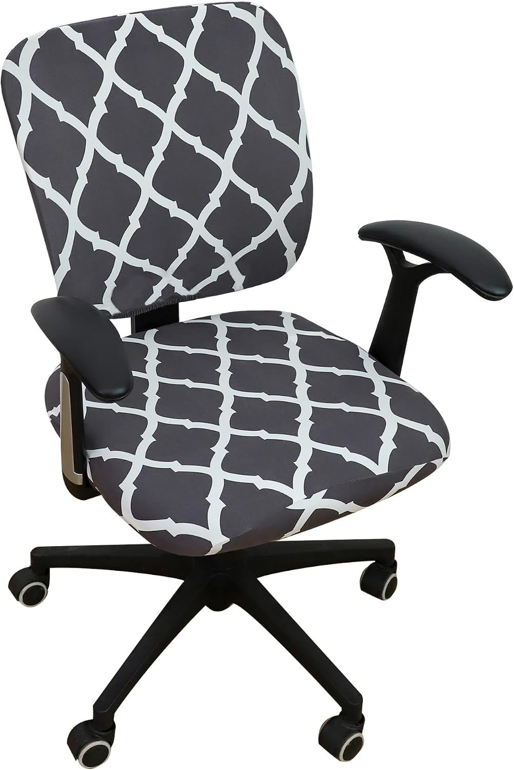 FORCHEER Floral Split Office Chair Covers Two Pieces Stretch Separated Desk Chair Slipcover Washable -Spring Floral