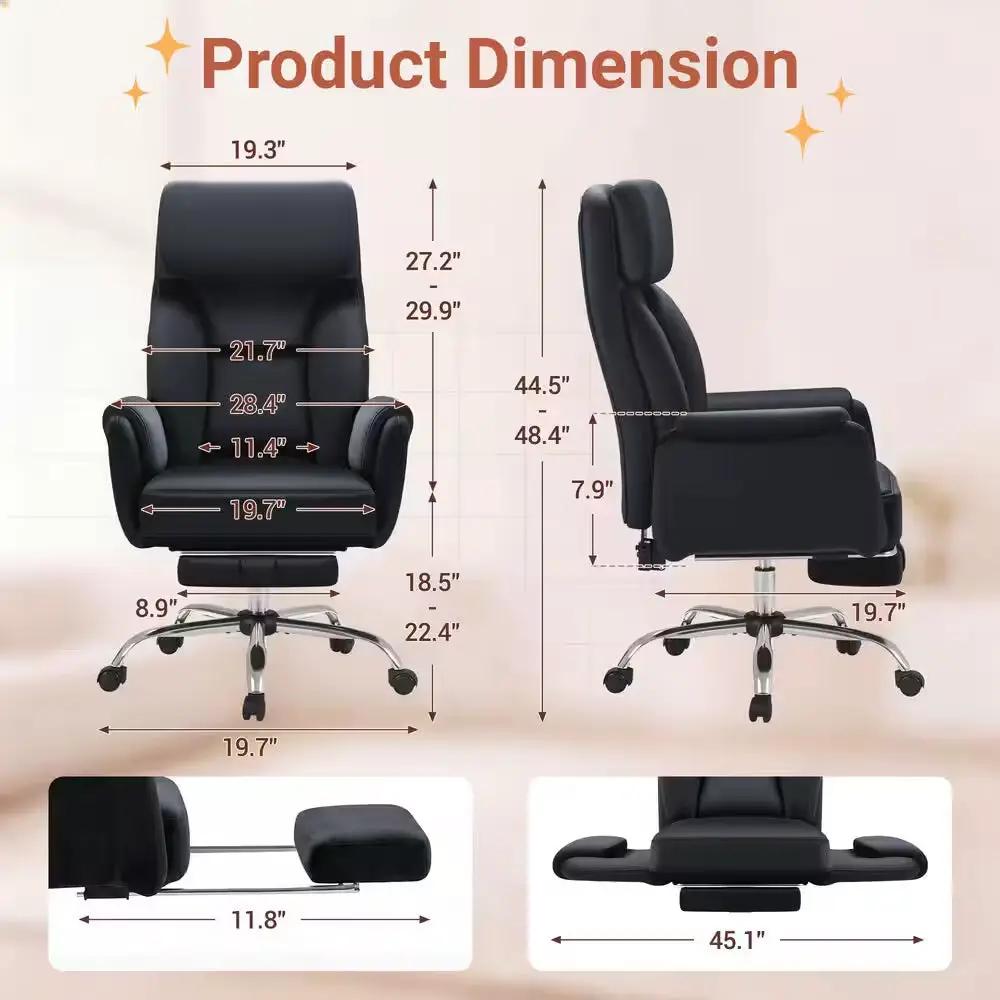 Big and Tall Velvet Footrest Office Chair in Black, Cross Legged Computer Desk Chair with Flip Adjustable Arms