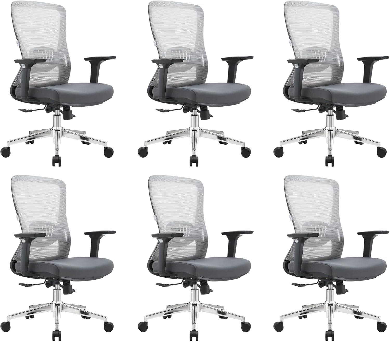 Leisuremod Ergonomic Office Chair Mid-Back Mesh Computer Adjustable Lumbar Support Conference Room Chair with Swivel and Tilt Adorit Series in Grey