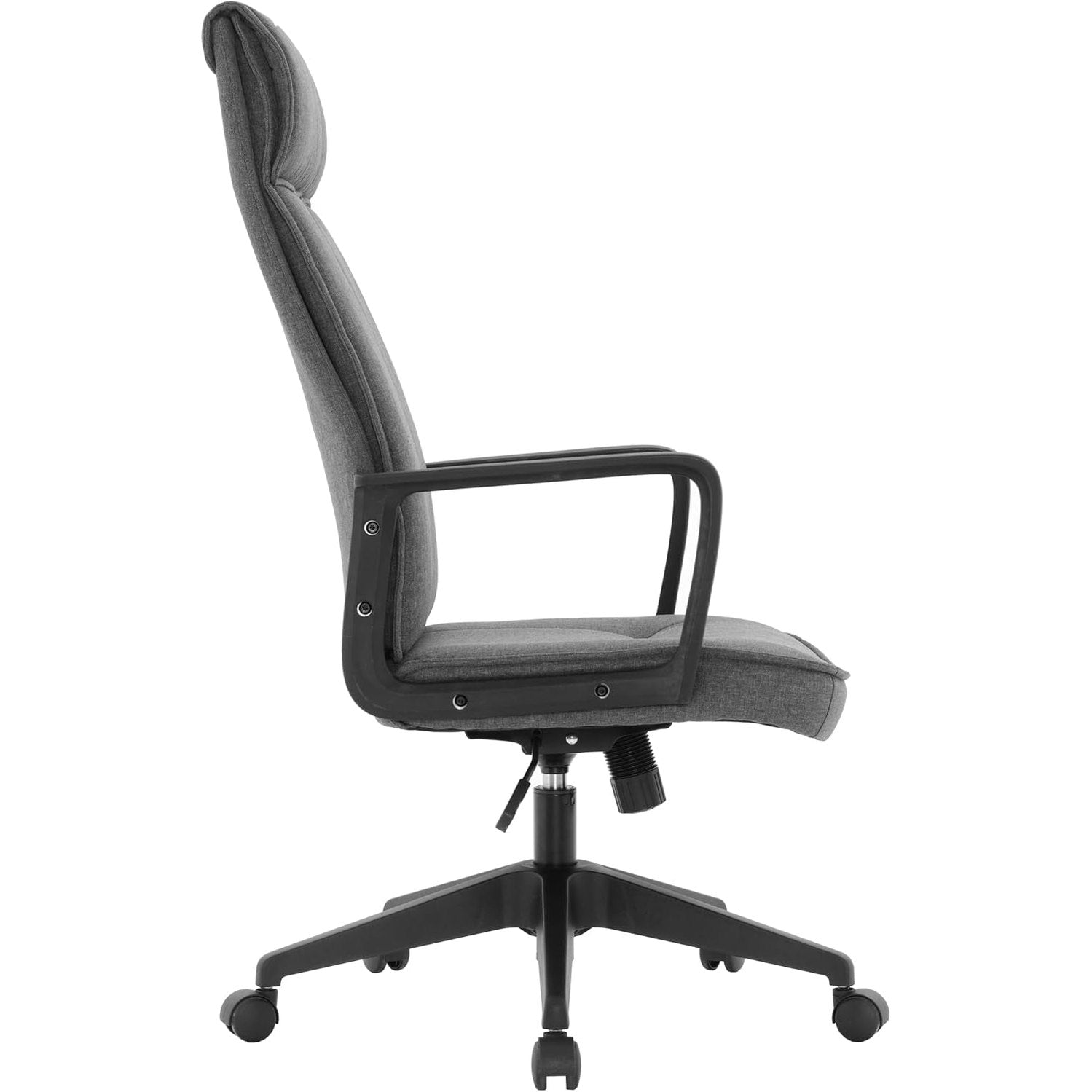Leisuremod Ergonomic Office Chair High-Back Polyester Adjustable Height Swivel and Tilt with Double Wheel Casters Aiaria Collection in Charcoal