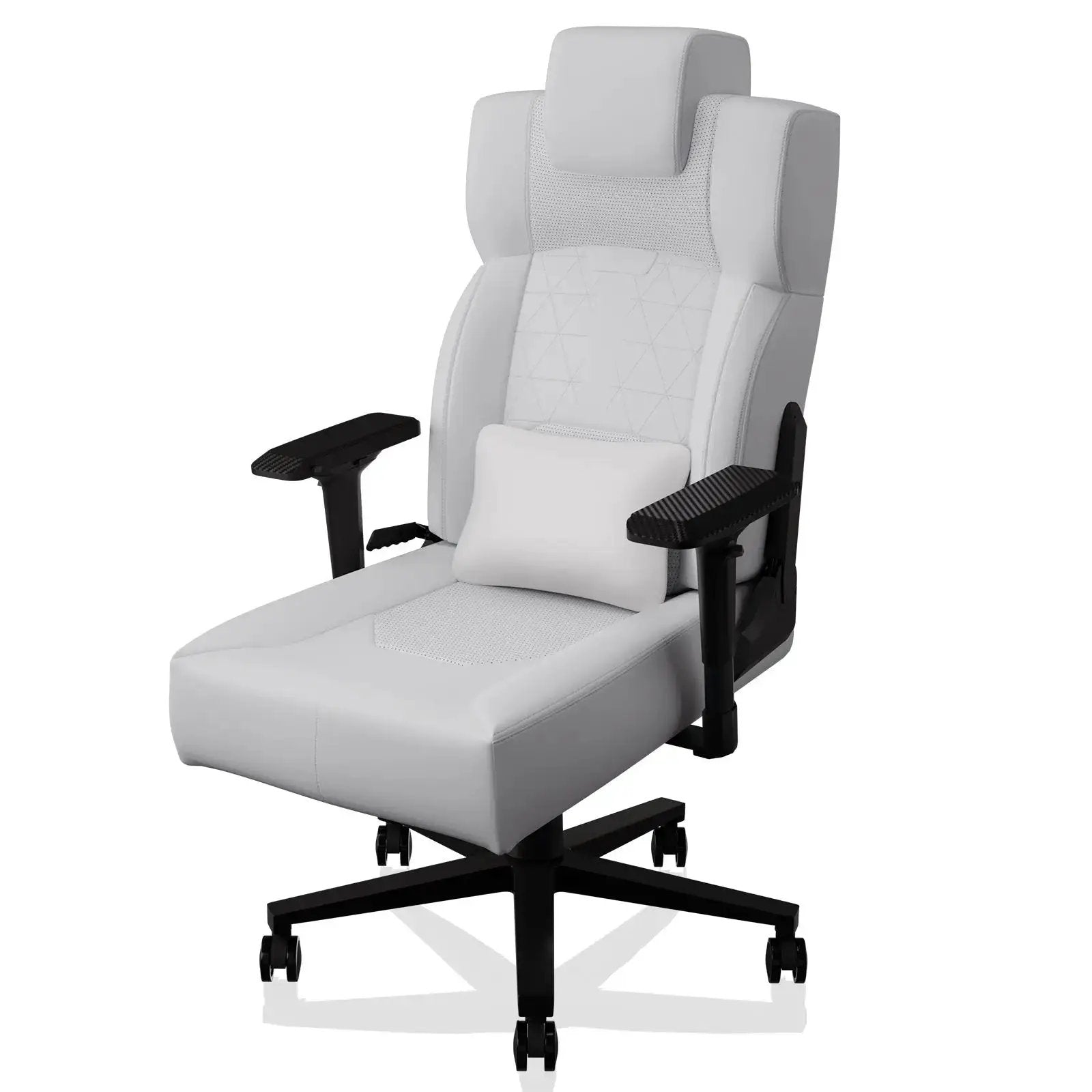 White Ergonomic Gaming Chair - PU Leather with Lumbar Support