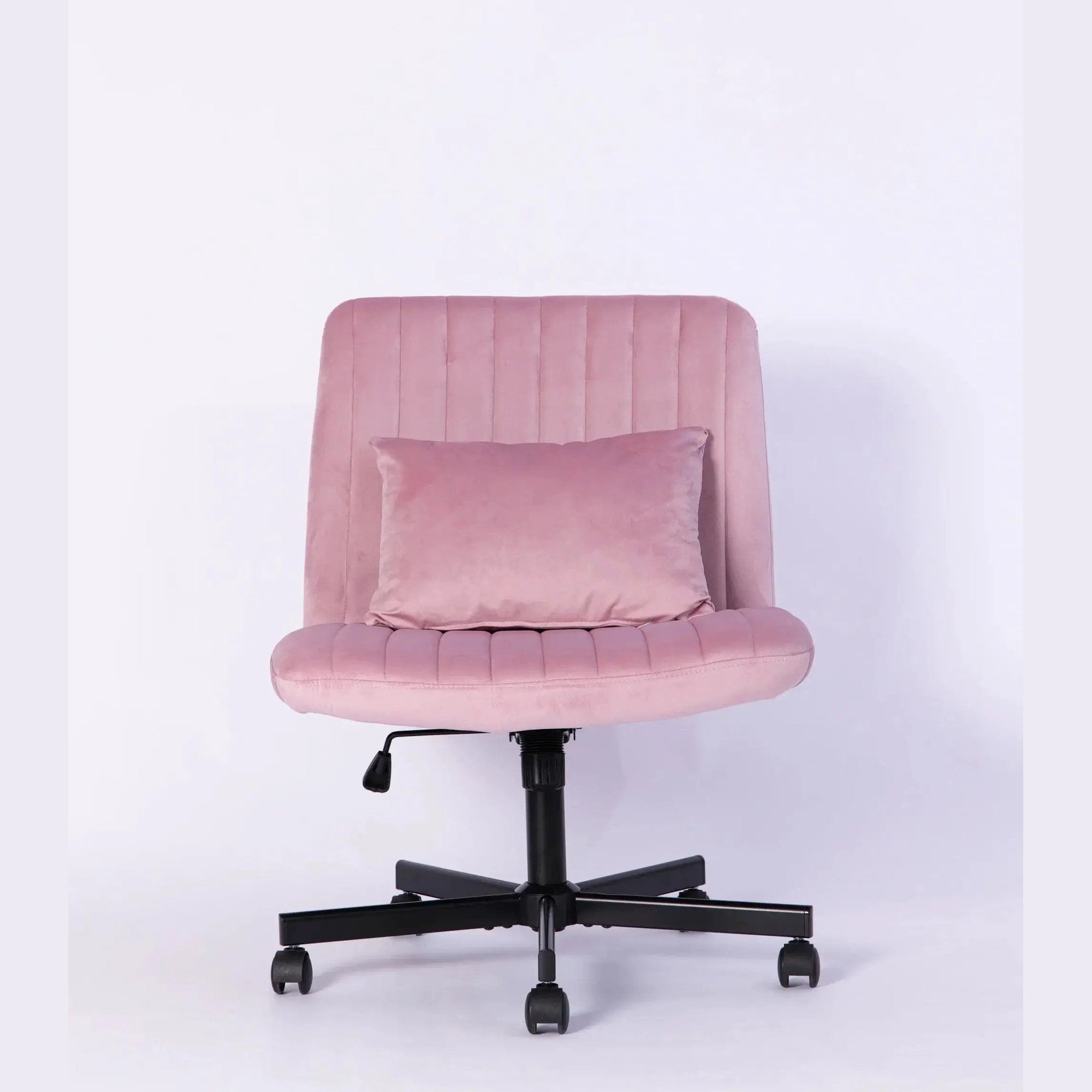 Light Pink Velvet Criss Cross Armless Office Chair With Wheels Makeup by Platinum-Level Office Chairs